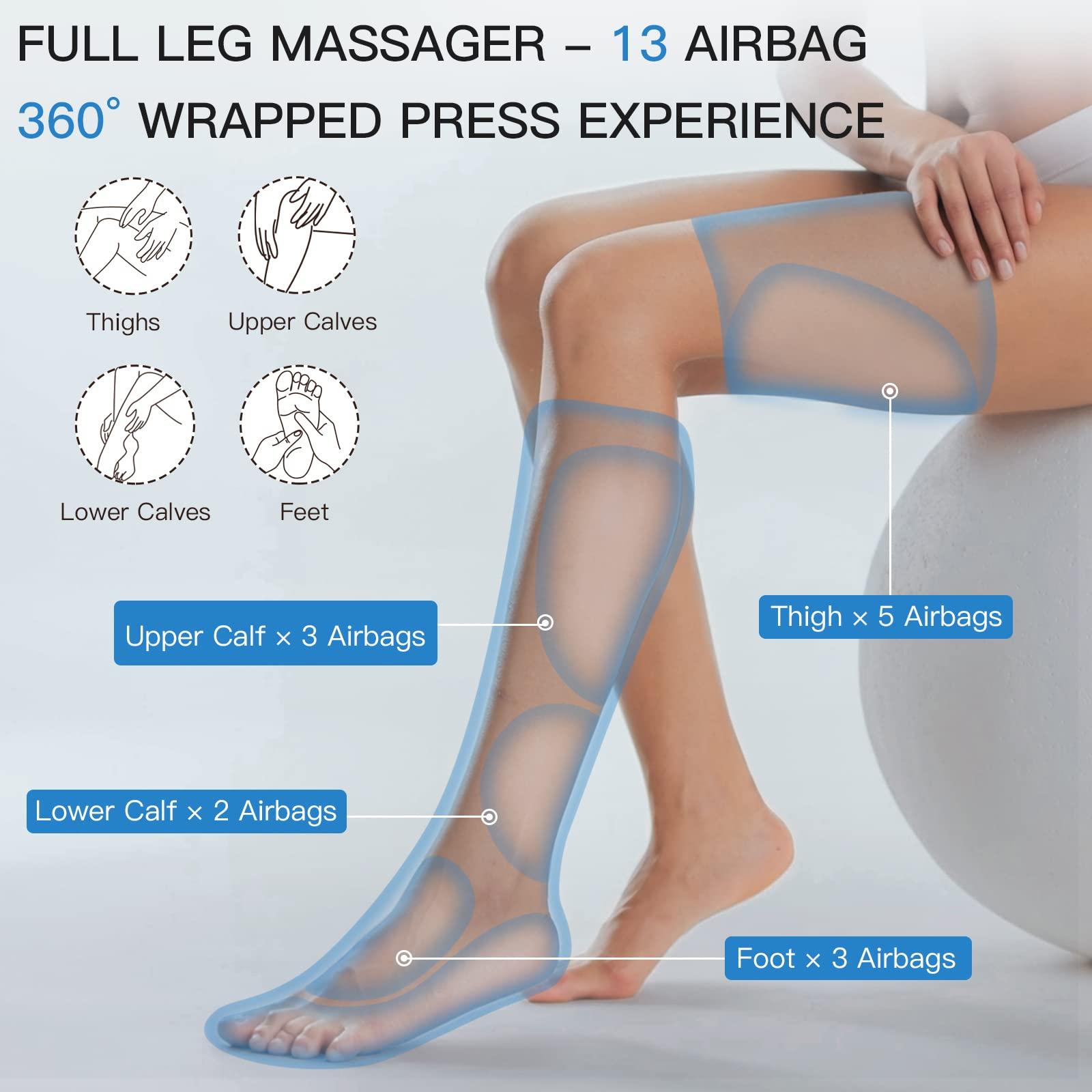 CINCOM CINCOM Leg Massager with Heat, Air Compression Leg Massager for Circulation, Full Leg Massager with 3 Heats 3 Modes 3 Intensities Sequential Compression Device Father\'s Mother\'s Day Gifts