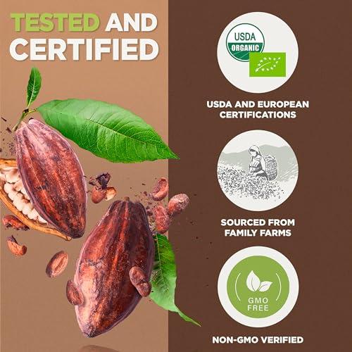 NaturaleBio NaturaleBio Organic Cacao Powder 35oz, Cocoa Powder Unsweetened, Natural and Pure - Produced from Raw Cacao Beans. Source of Magnesium, Manganese and Phosphorus