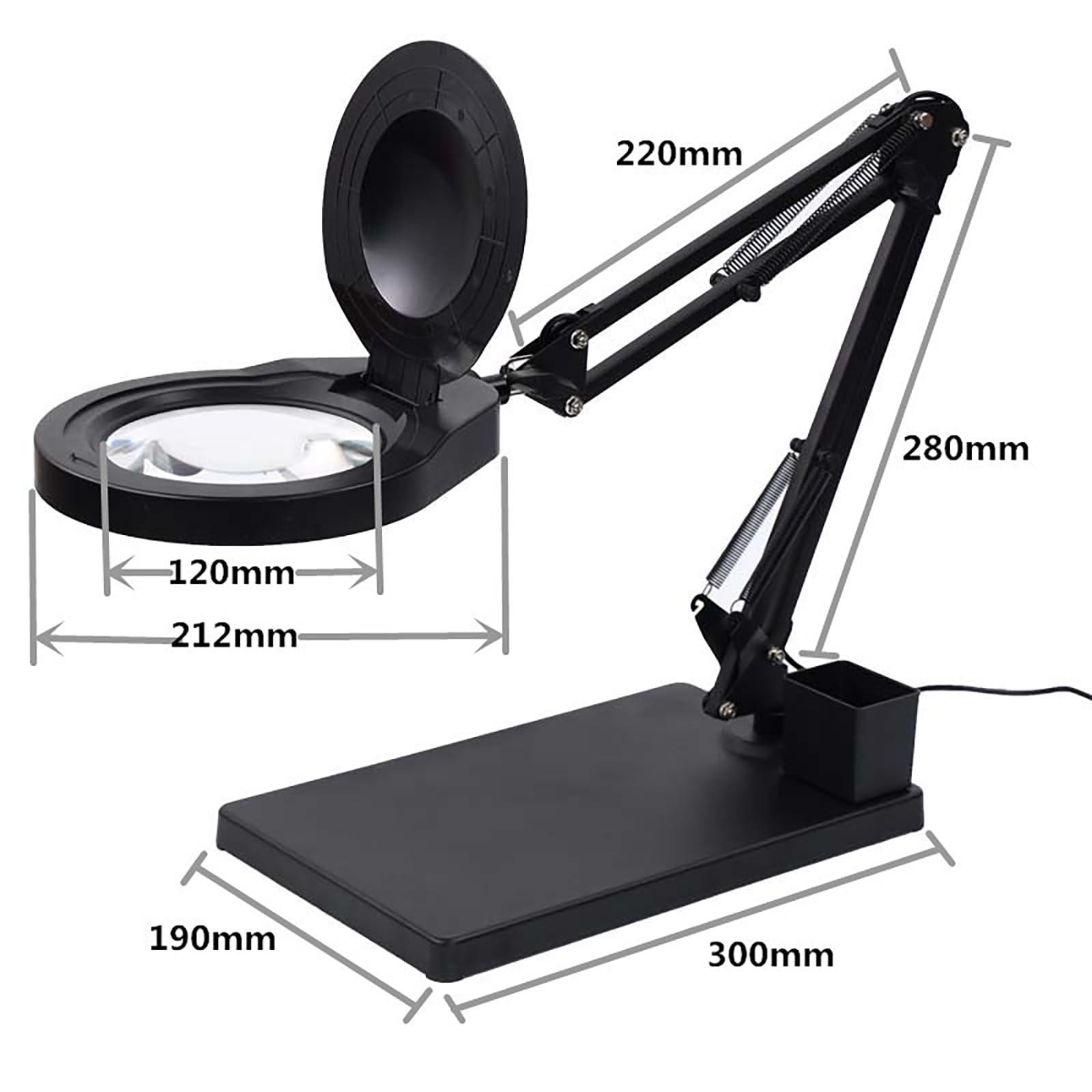 GLocKi 10X Magnifying Glass with Light, 3 Color Modes, 4.7 Real Glass Lens LED Desk Lamp & Clamp, Magnifier Light and Stand for Crafts Welding Close Work