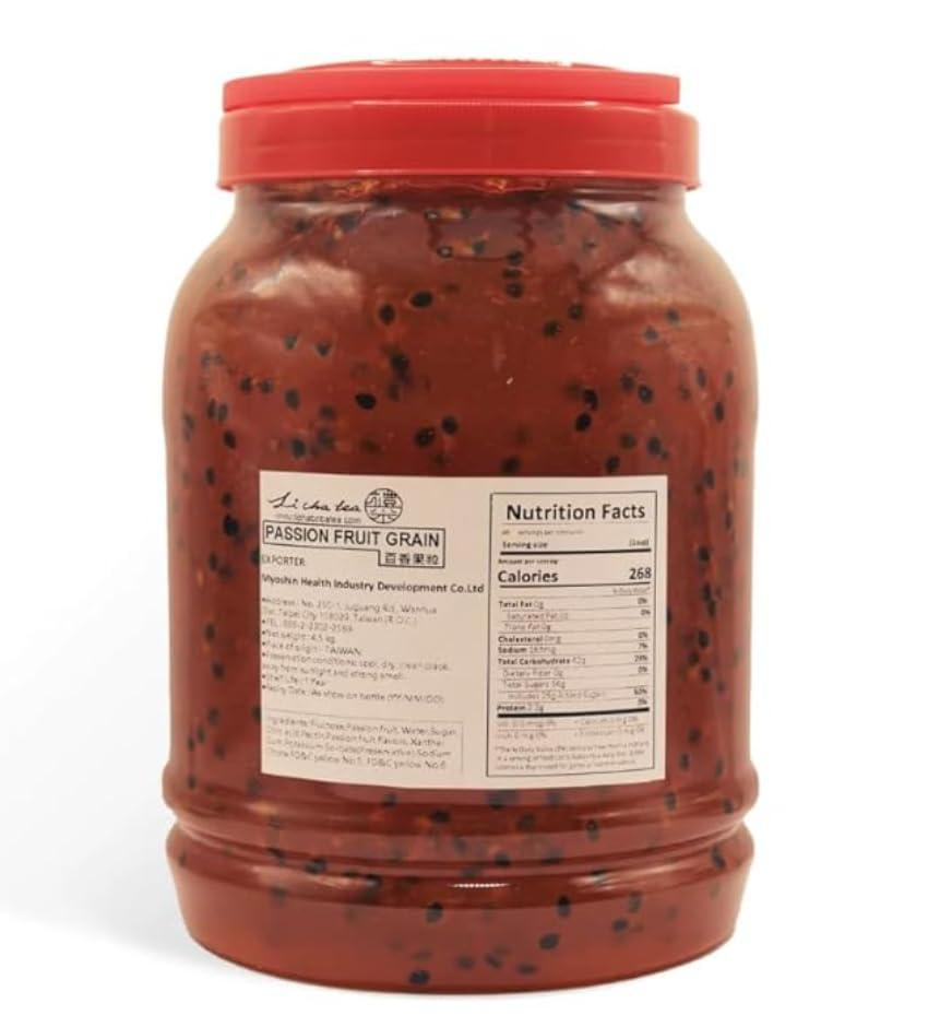 Li cha Li Cha Passion Fruit Jam with Pulp (4kg/9.9lbs Container) | Topping for Bubble Milk Tea, Boba Beverages & Desserts