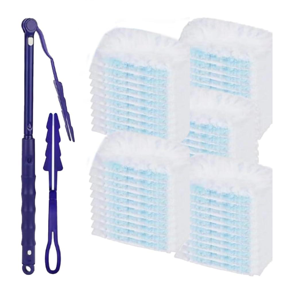 Setoolly 50 Packs Duster Refill for Swiffer Duster, Multi Surface Feather Dusters Kit with 2 Handle, Heavy Duty Duster Refills, Multi Surface 360 Duster Refills