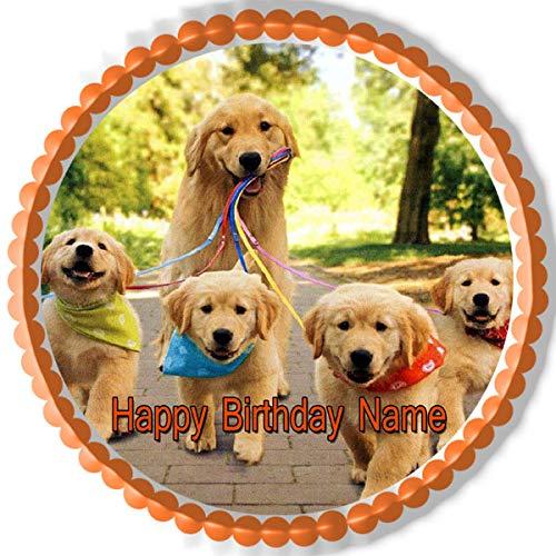 Edible Prints On Cake GOLDEN RETRIEVER Dog Puppy - Edible Cake Topper - 7.5" round