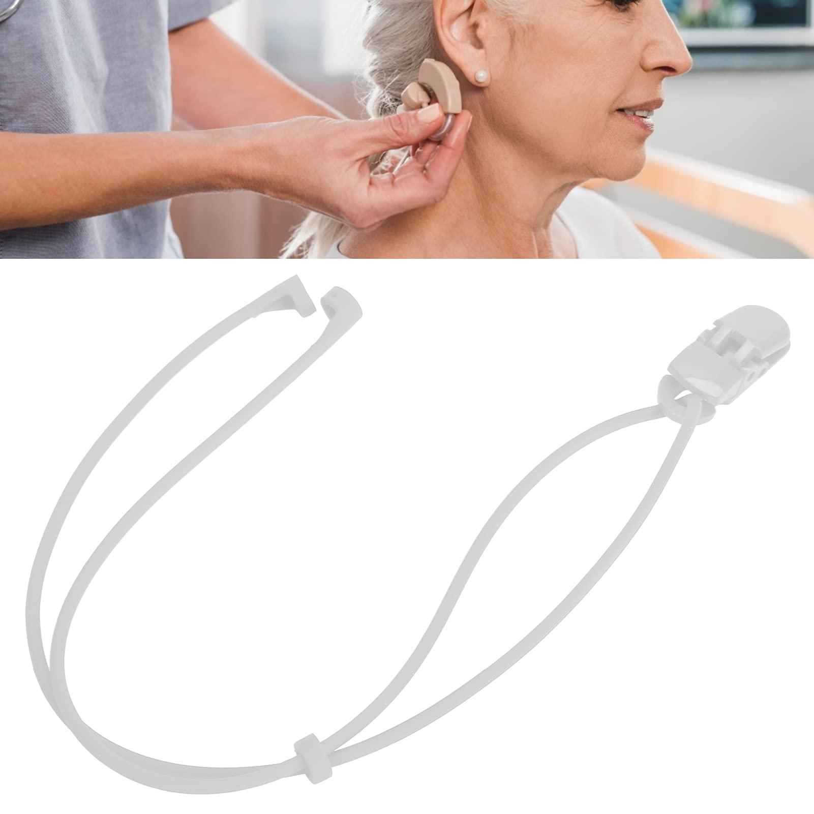 Zyyini Anti Lost Rope Plastic Practical Hearing Aid, BTE Hearing Aid Clip Rope Silicone Elastic Anti Loss Safety Lanyard for Children(White)