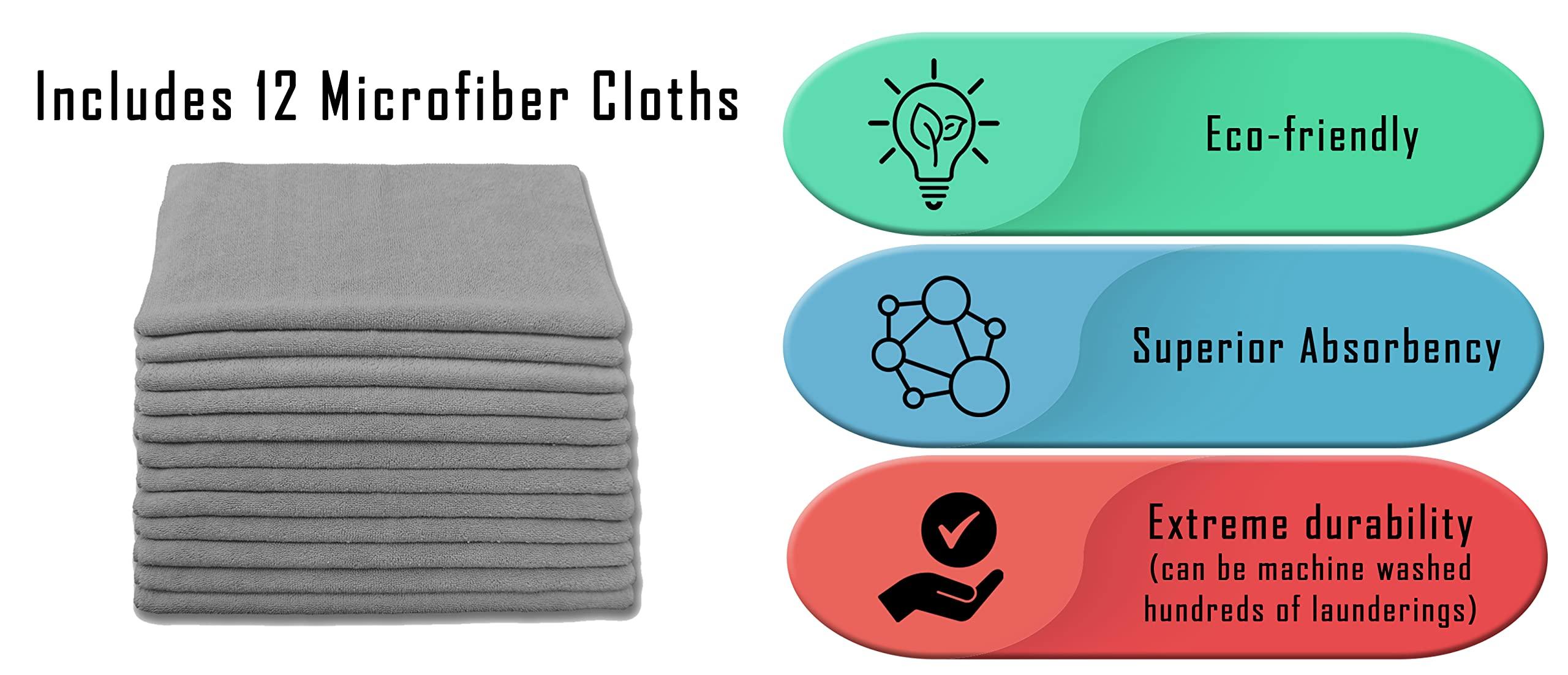 Direct Mop Sales, Inc. Direct Mop Sales, Inc. Professional 16x16 Inch Microfiber Cleaning Cloths - Gray Pack of 12-300 GSM Terry Cloth - Ideal for Dusting and General Cleaning