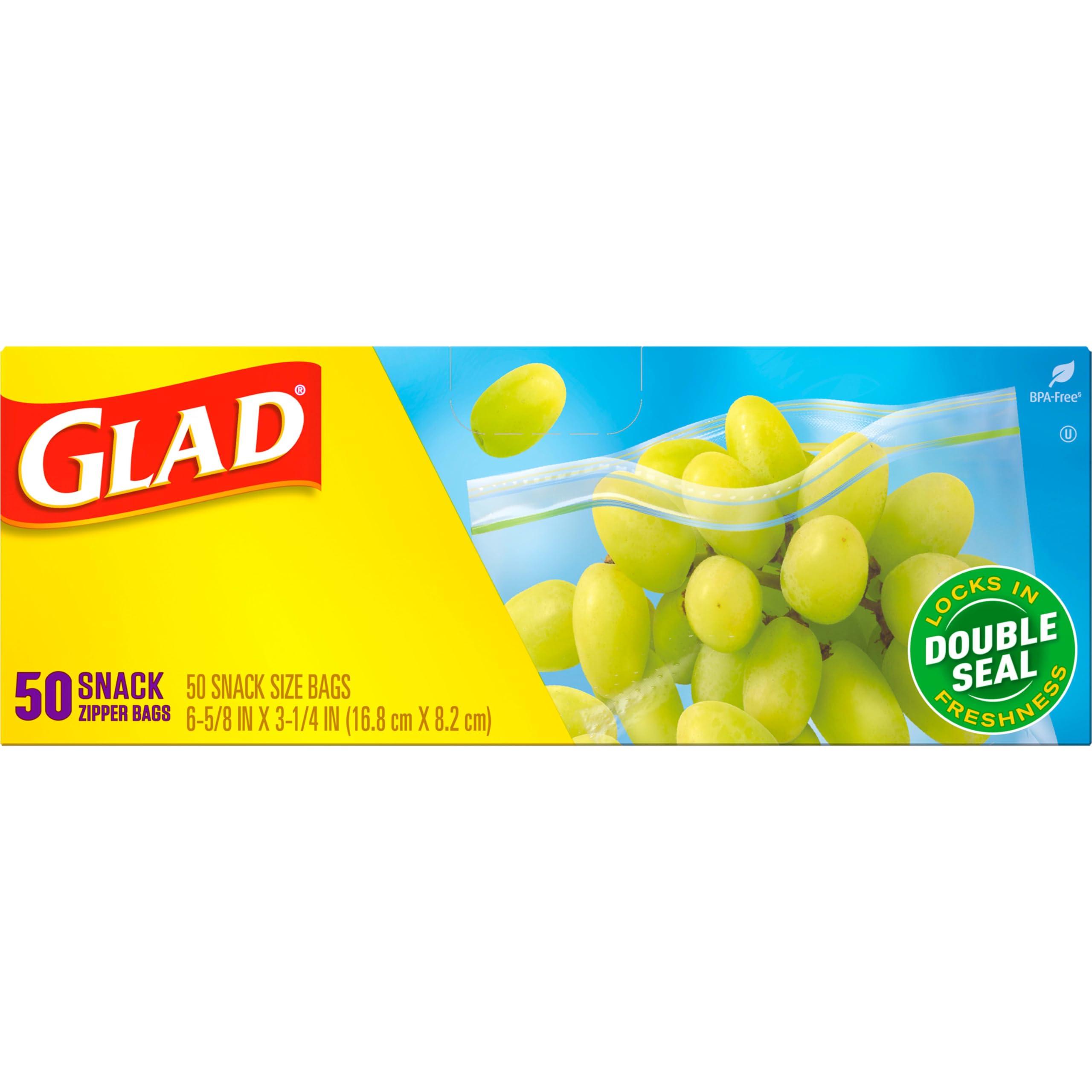 Glad Glad Zipper Food Storage Plastic Bags, Snack, 50 Count (Packaging May Vary)