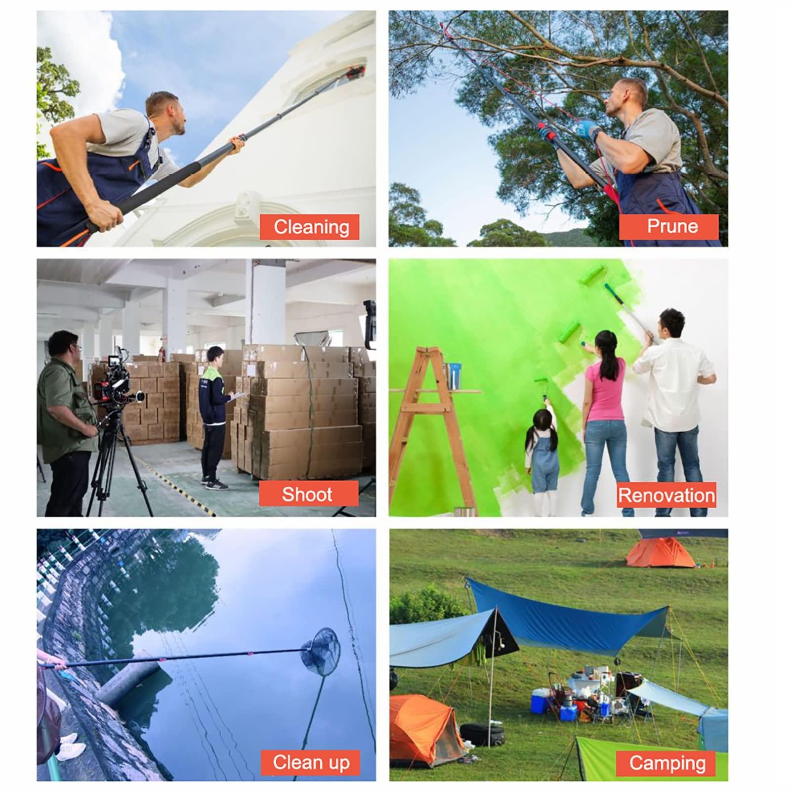 AoForce Easy flip-Tab Lock Mechanism Telescopic Pole, 2M-to-10.8M Telescopic Extension Pole, Lightweight Sturdy Aluminum Telescoping Pole, Cleaning, Trimming, Decorating Extension Pole (Color : Yellow, Size