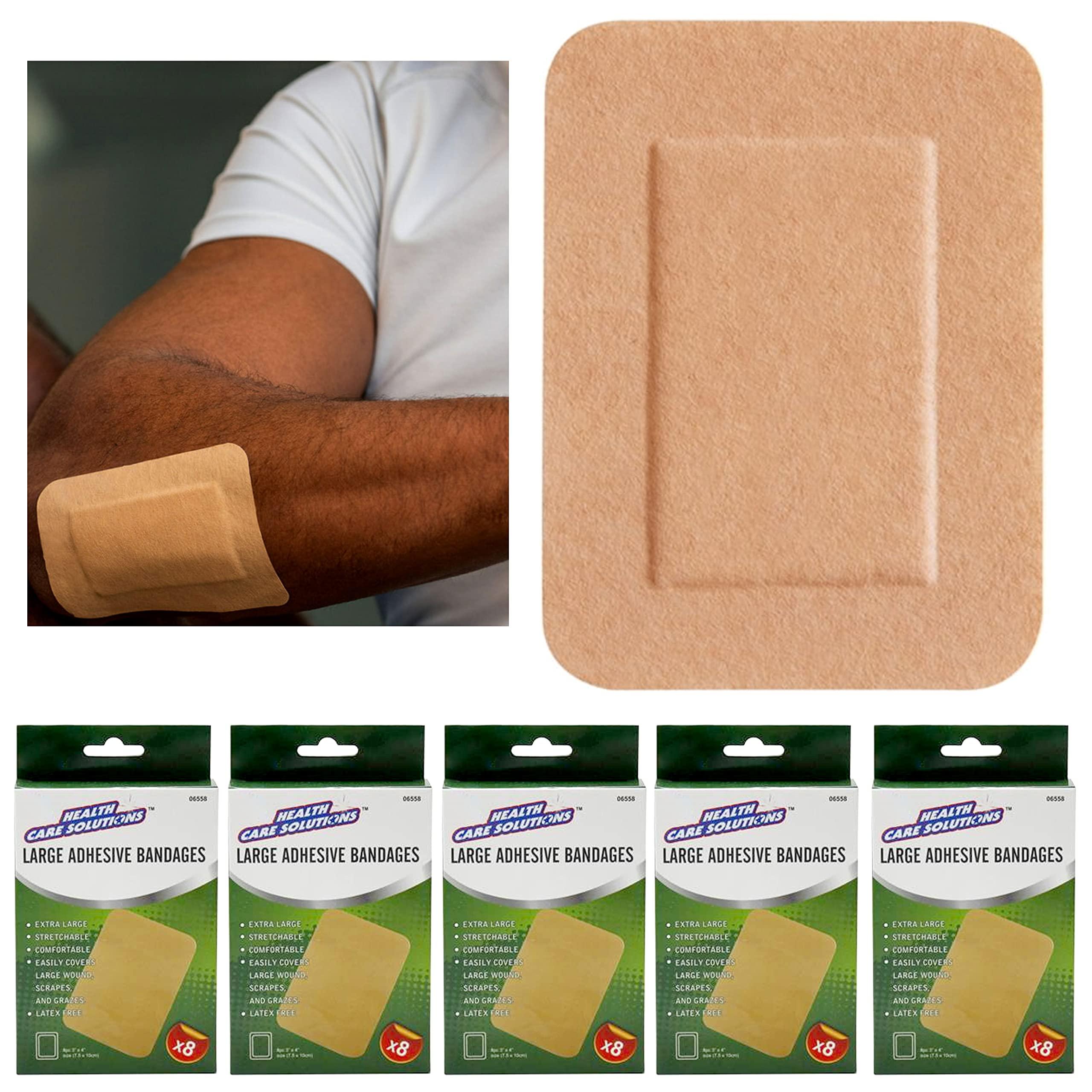 Generic 40 Pc Extra Large Adhesive Bandages Pad Wound Dressing 3\" X 4\" Medical First Aid Large Absorbent Bandage for Wound Care Foot Diabetic Ulcer, Leg Ulcer 3X4 Inch Pack of 40Pcs