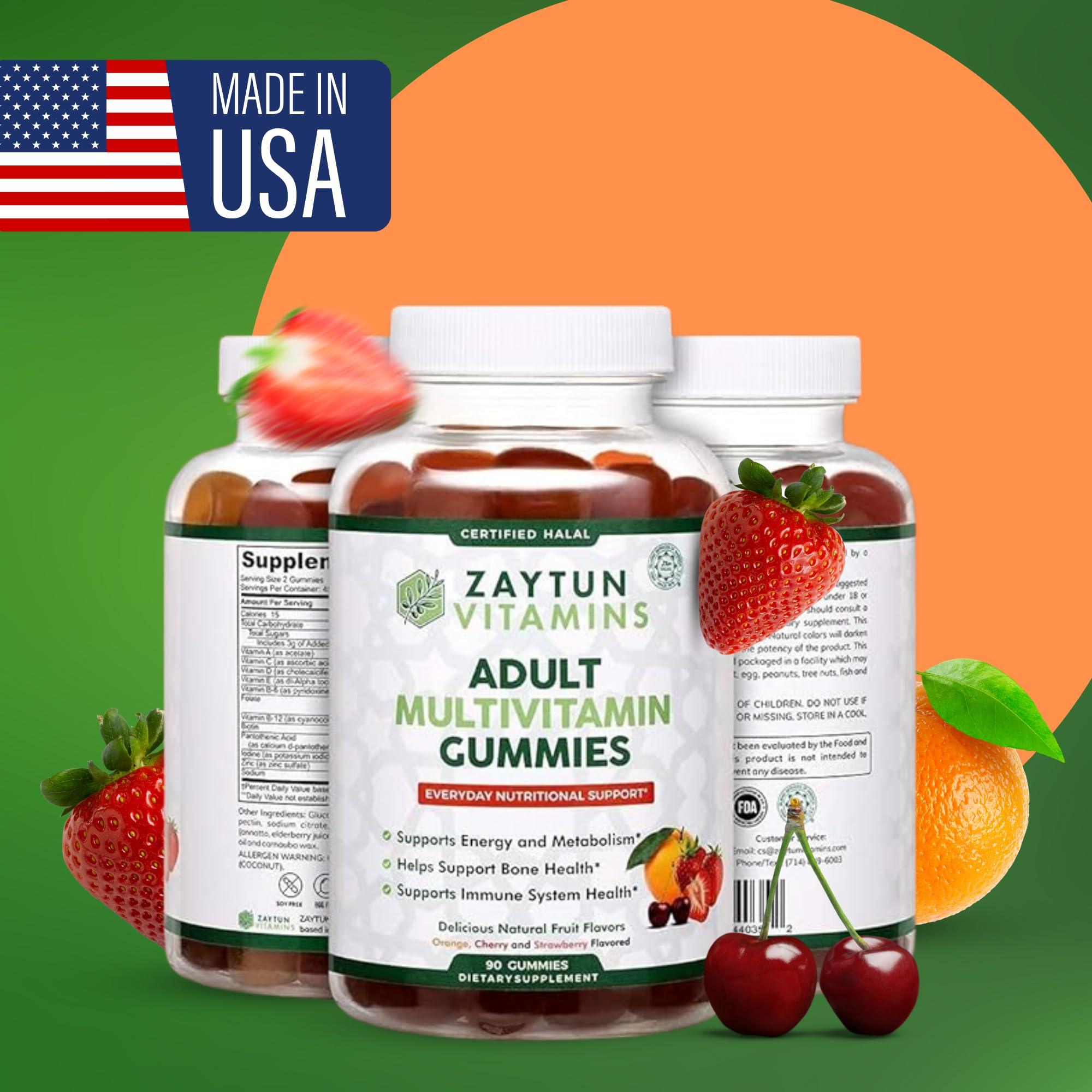 Zaytun Vitamins Zaytun Vitamins Halal Adult Multivitamin Gummies for Men, Women, Complete Everyday Nutritional Support with Biotin, Vegan, Natural Fruit Flavors, Non-GMO, Made in USA - Halal Vitamins