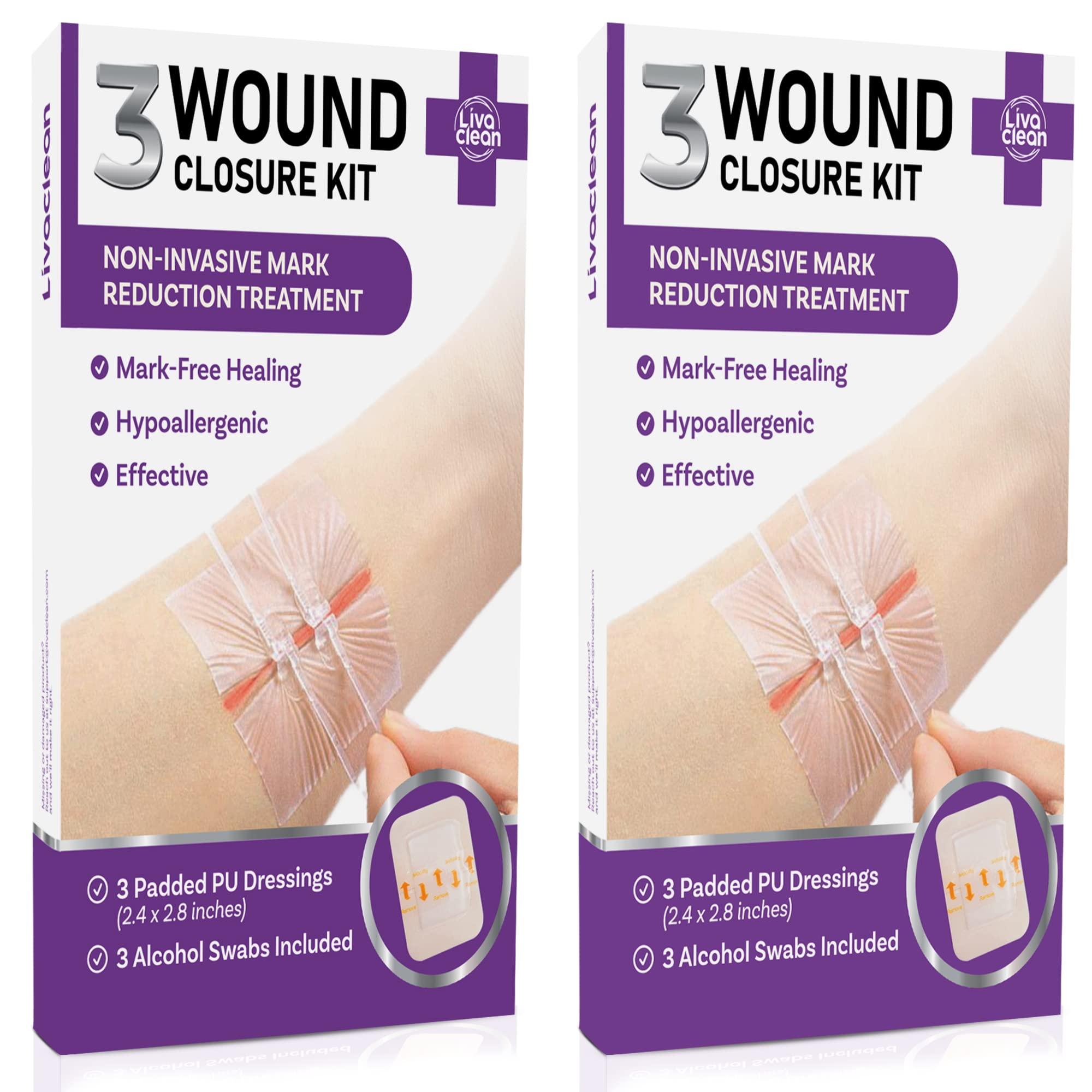 LivaClean (6 CT) 2.3 X 2.3 Butterfly Closures - Wound Closure Strips - Zip Stitch Wound Closure Butterfly Bandaids Adhesive Steri Strips Injury Closuring Glue Bandages Sutures