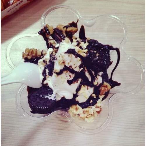 K JINGKELAI Plastic Ice Cream Bowls Ice Cream Cups Containers Clear Plastic Disposable Dessert Bowls Disposable Ice Cream Sundae Bowls with Flower Shape,60 Pack