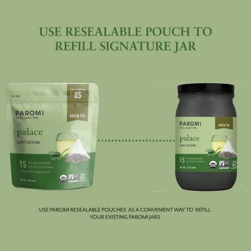 Paromi Paromi Palace Organic Green Tea, Signature Jar, 15 Count