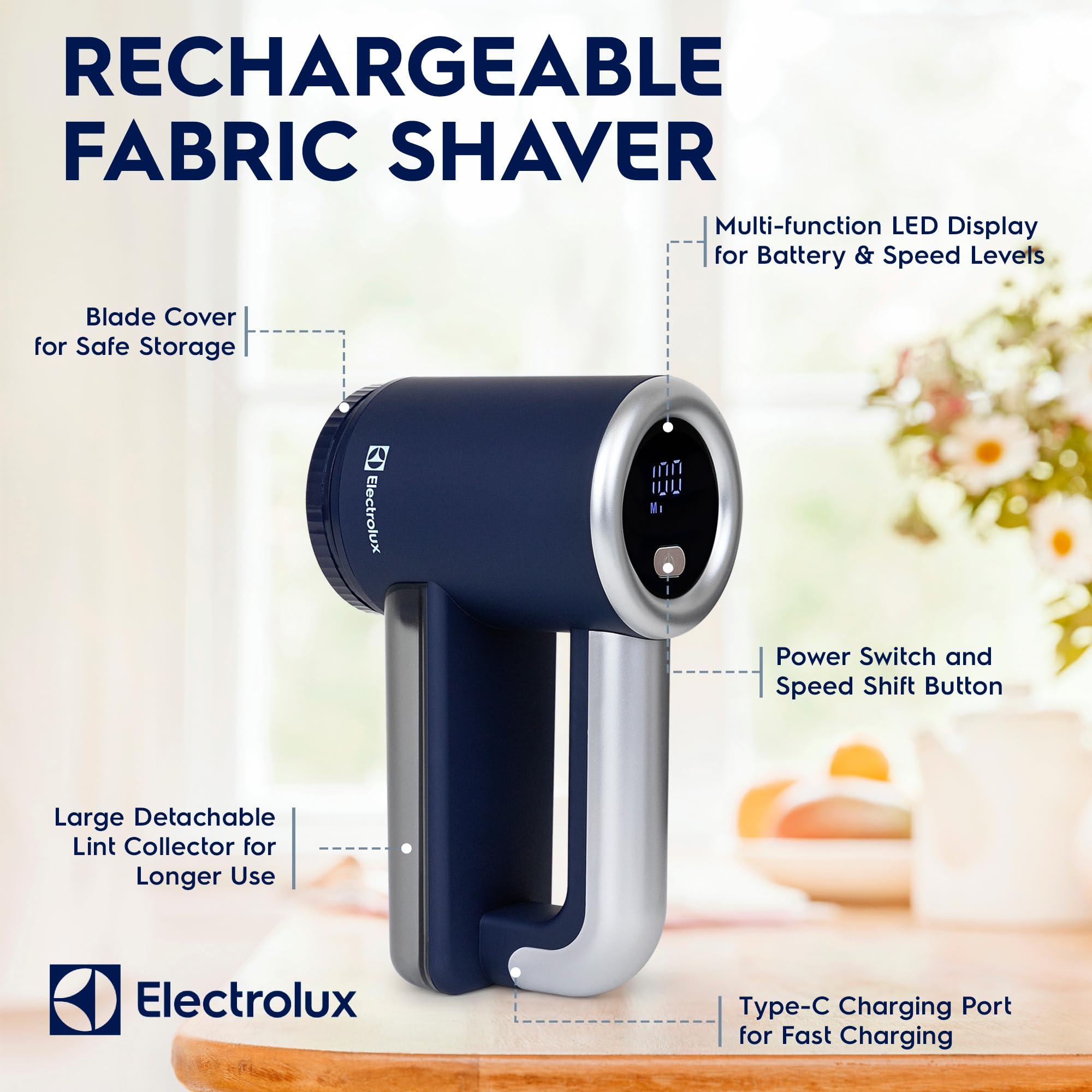 Electrolux Electrolux Rechargeable Fabric Shaver & Lint Remover for Clothes, Furniture, Sofas, Blankets with LED Display, 3-Speed Portable Electric Pill Cutter - Removes Lint, Pill, & Fuzz - Black