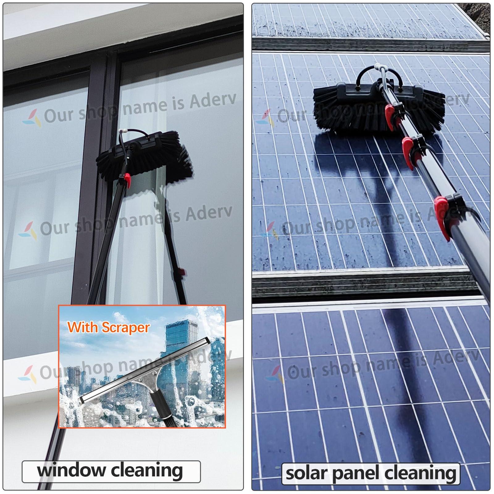 WWTSMYXGS 3.6-10.8M Window Cleaning Pole,Water Fed Telescopic Brush,Window Cleaner Kit with Squeegee,Extendable Solar Panel Washing Equipment Cleaning Conservatory Roof Extendable Cleaner (5.4M)
