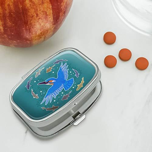 GRAPHICS & MORE Kingfisher Bird Swimming with Fish Rectangle Pill Case Trinket Gift Box