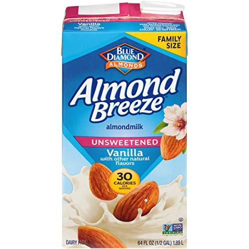 Blue Diamond Almonds Almond Breeze Dairy Free Almondmilk, Unsweetened Vanilla, 64 Ounce (Pack of 8)