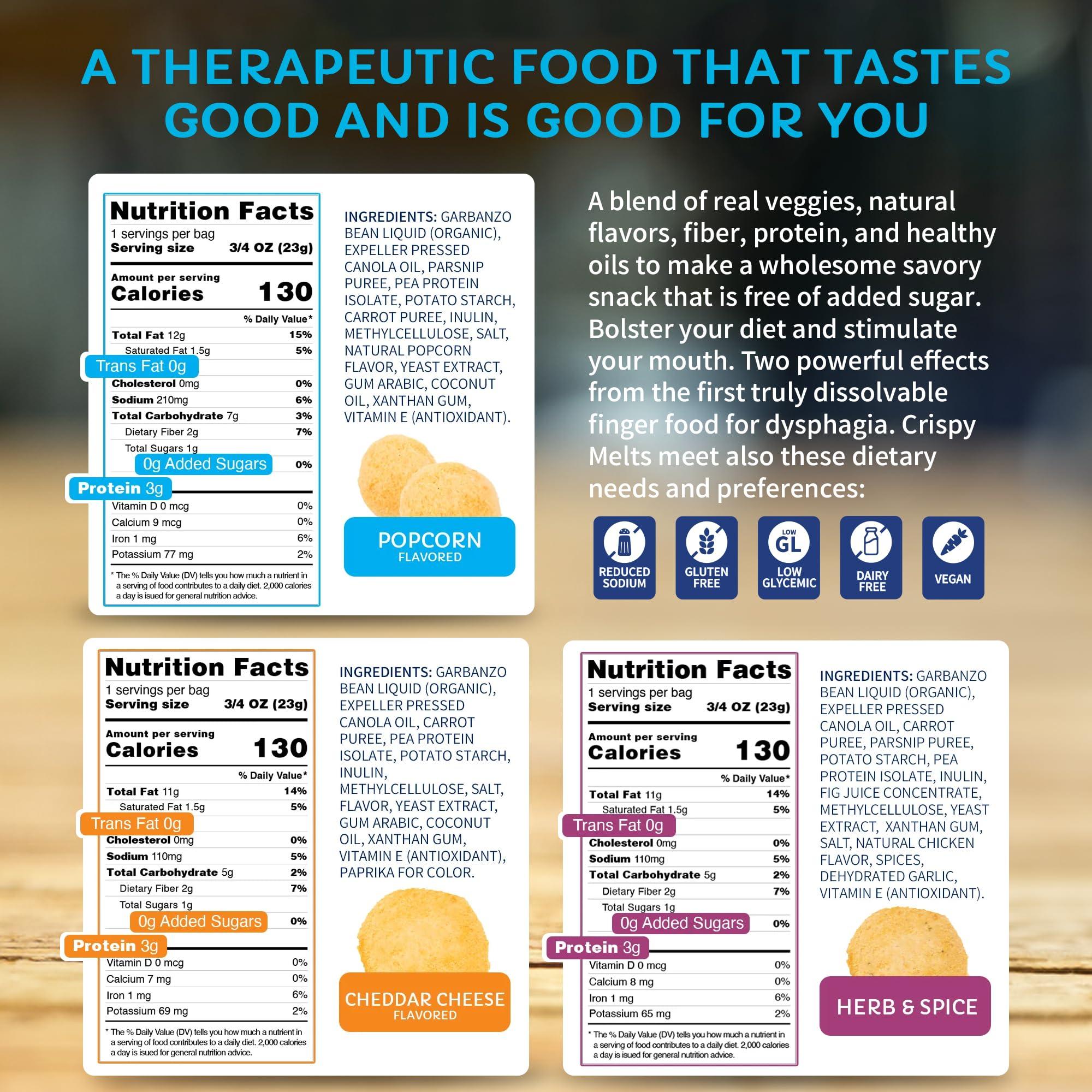 Savorease Savorease Crispy Melts Variety Pack Crunchy Gluten-Free & Non-Dairy Dissolvable Finger Food for Soft Diets Made from Plant-Based Ingredients with No Added Sugar 12 Pack
