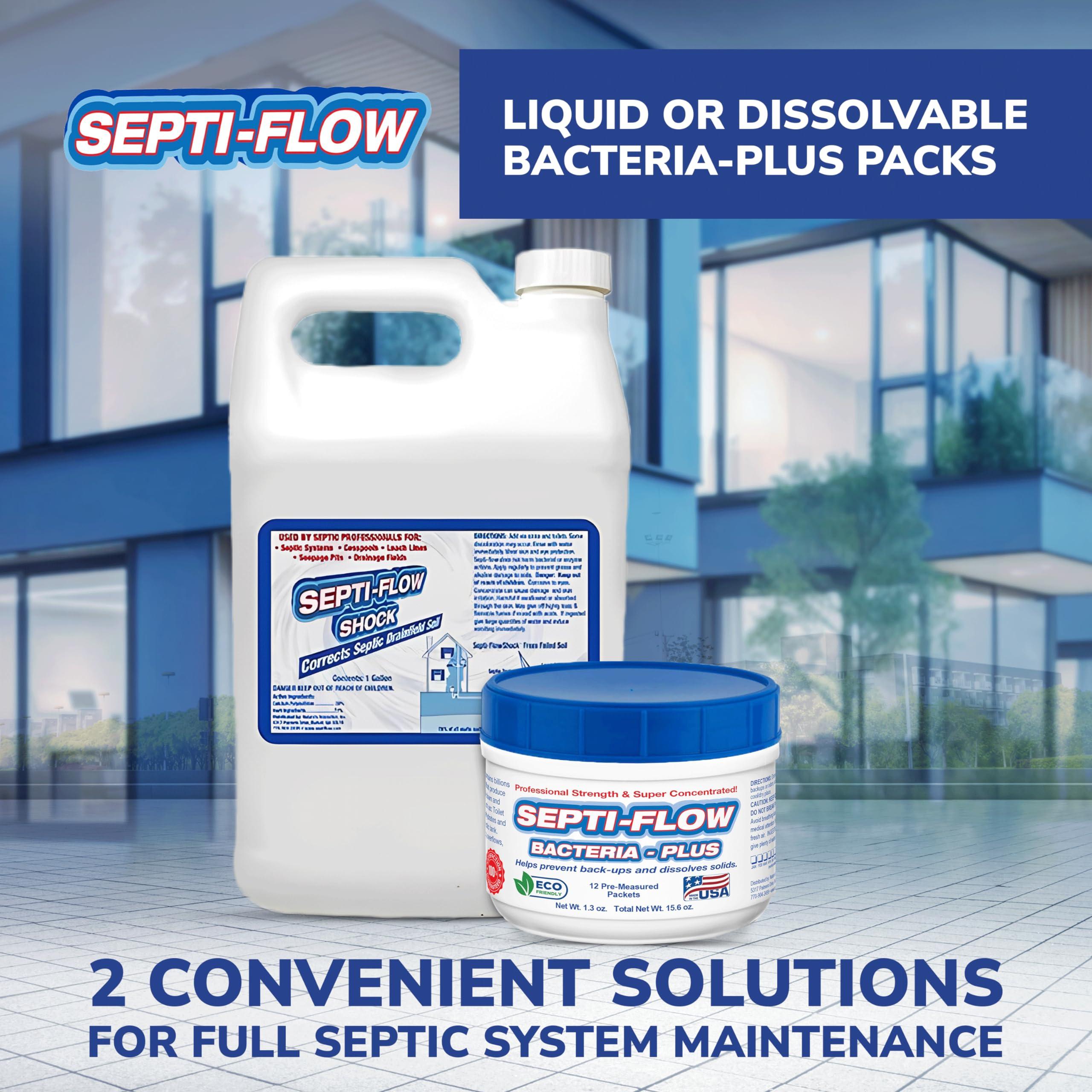 Septi-Flow Septic Tank Treatment | Septic Enzyme Pods | 1 Year Supply | 2+ Billions CFUs per Pod | Fast-Dissolving, Live Bacteria-Plus Enzymes | Prevents Backups & Odors | Made in USA by Septi-Flow | 12 Packets