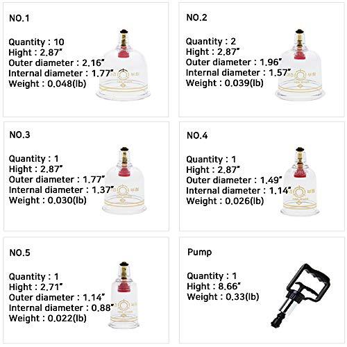 D.G Korea Daegun Plastic Air Vacuum Suction Massage Cup 15 PCS Full Set with Pump