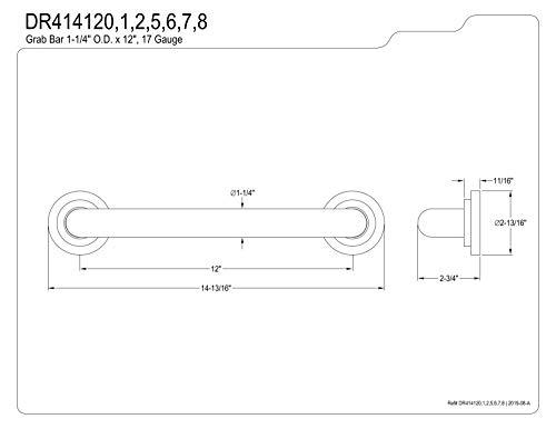 Kingston Brass Kingston Brass DR414126 Manhattan 12-Inch Decorative 1-1/4-Inch OD Grab Bar, Polished Nickel