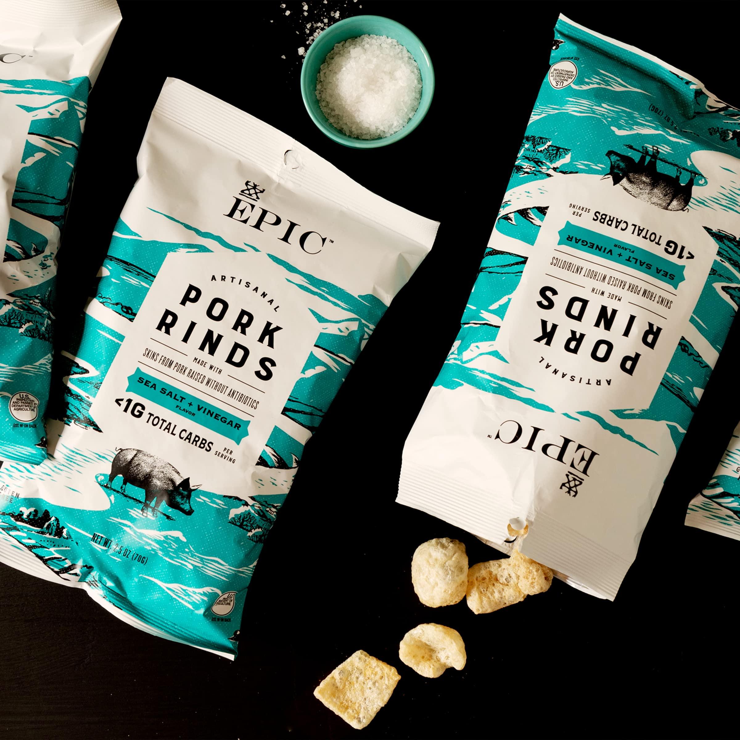 Epic EPIC Sea Salt + Vinegar Oven Baked Pork Rinds, Keto Friendly, 2.5 oz