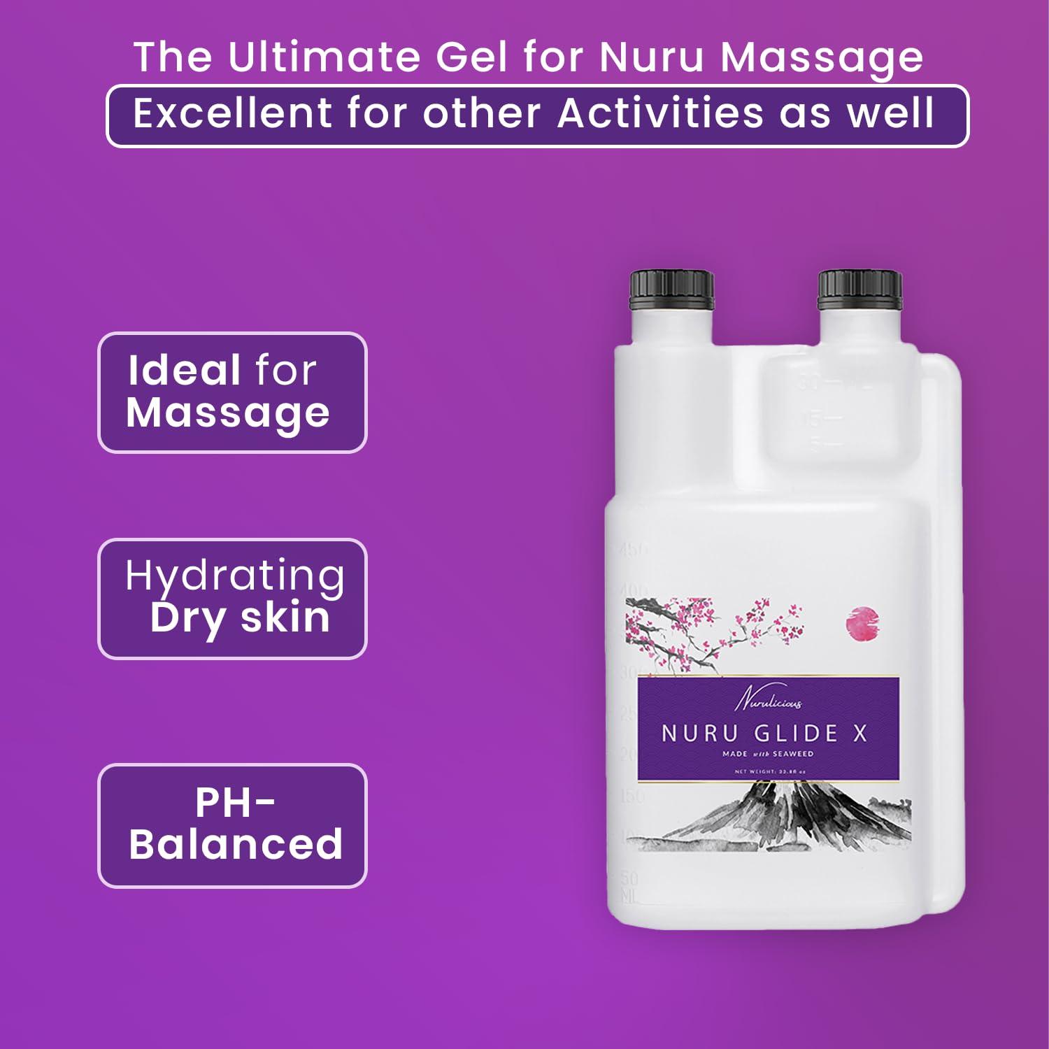 Nurulicious Nuru Gel X: Super Slippery Nuru Gel | Premium Nuru Massage Therapy Gel is Ideal for All Massage Types. Alternative to Massage Oil. Full Body Massage Therapy Gel.Edible, Non-Staining, and Heatable