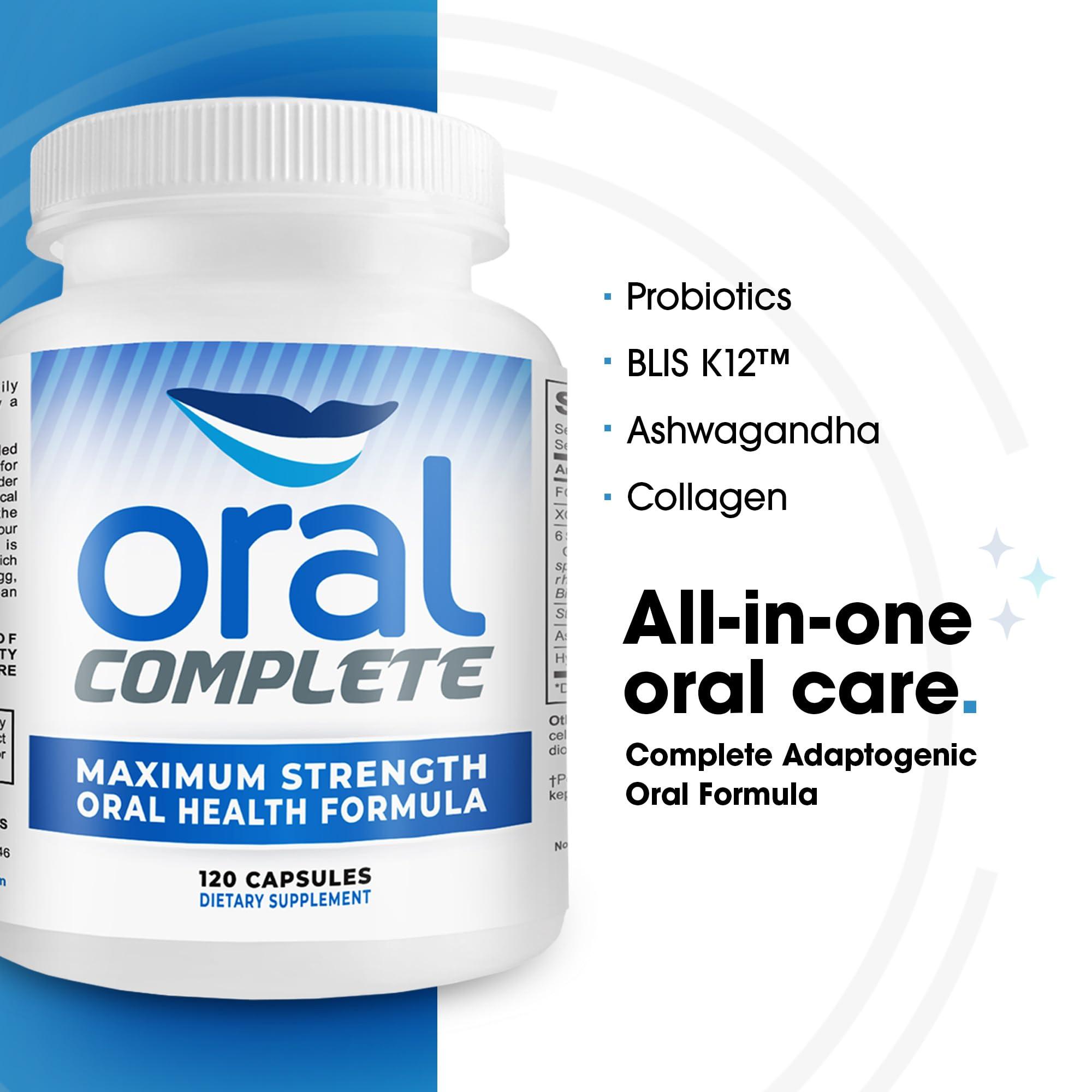 Instant Brands Oral Complete 11-in-1 Dental Probiotics, Bad Breath Treatment Halitosis Tonsil Stone with Non-GMO with BLIS K12, Ashwagandha and Collagen, 120 Capsules