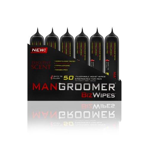 MANGROOMER MANGROOMER Biz Wipes Flushable Moist Personal Wipes Engineered for Men, Executive Scent, 50 Wipes (Pack of 6), 300 Count