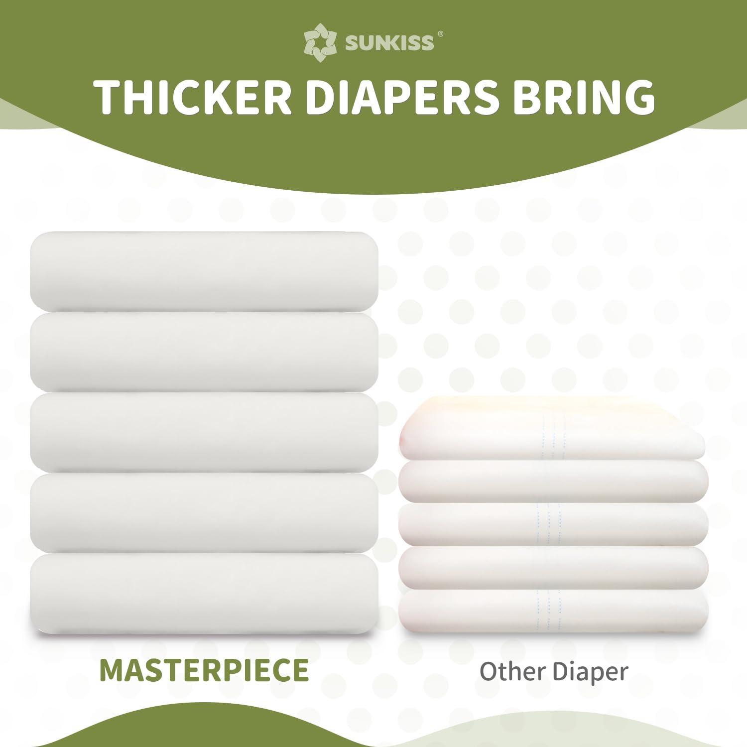 SUNKISS SUNKISS Masterpiece Adult Diapers with Tabs, Unisex Disposable Incontinence Briefs for Women and Men, Odor Control, White, Medium, 10 Count