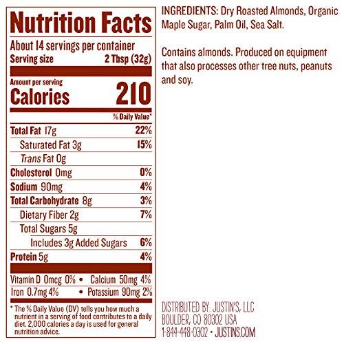 Justin\'s Justin\'s Maple Almond Butter, No Stir, Gluten-free, Non-GMO, Responsibly Sourced, 16oz Jar
