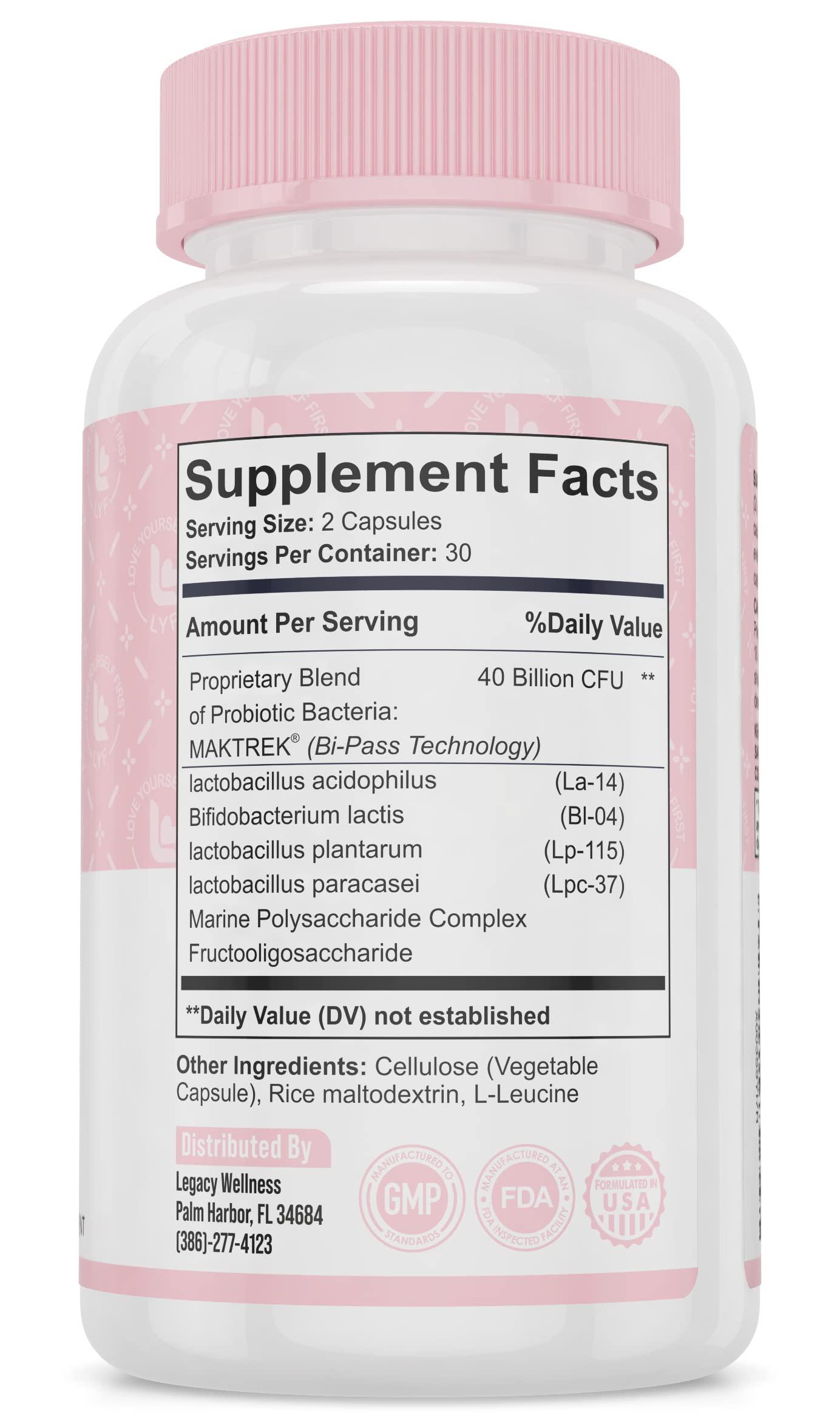 LegacyNutra BELLY BFF Probiotic Supplement - 40 Billion CFU Daily Gut Health Complex Support - Astragalus & Lactobacillus Acidophilus Digestive Health Probiotics for Women & Men - 60 Vegan Shelf Stable Capsules