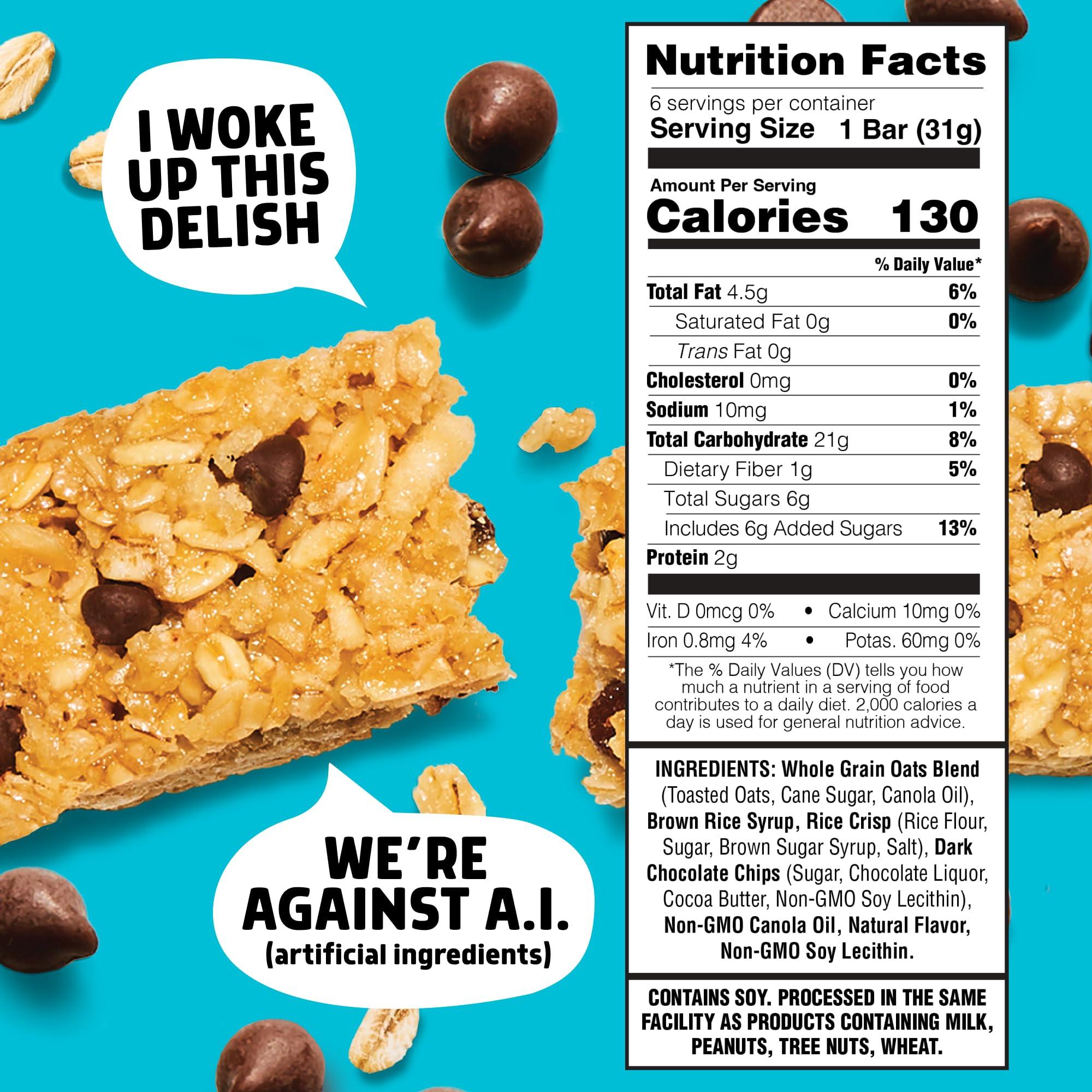 Junkless Junkless Chocolate Chip Chewy Granola Bars - Less Sugar, Great Tasting, Wholesome Snacks - Bulk Granola Bars - 1.1 oz. Bars, 24 Pack