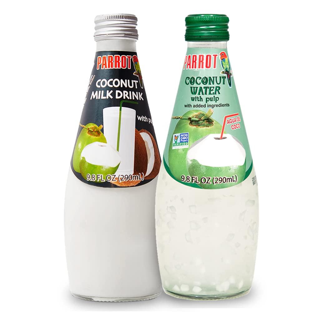 PARROT Parrot Brand Coconut Milk Drink Original with Pulp and Coconut Water with Pulp 9.8 fl. oz. 290mlPack of 12