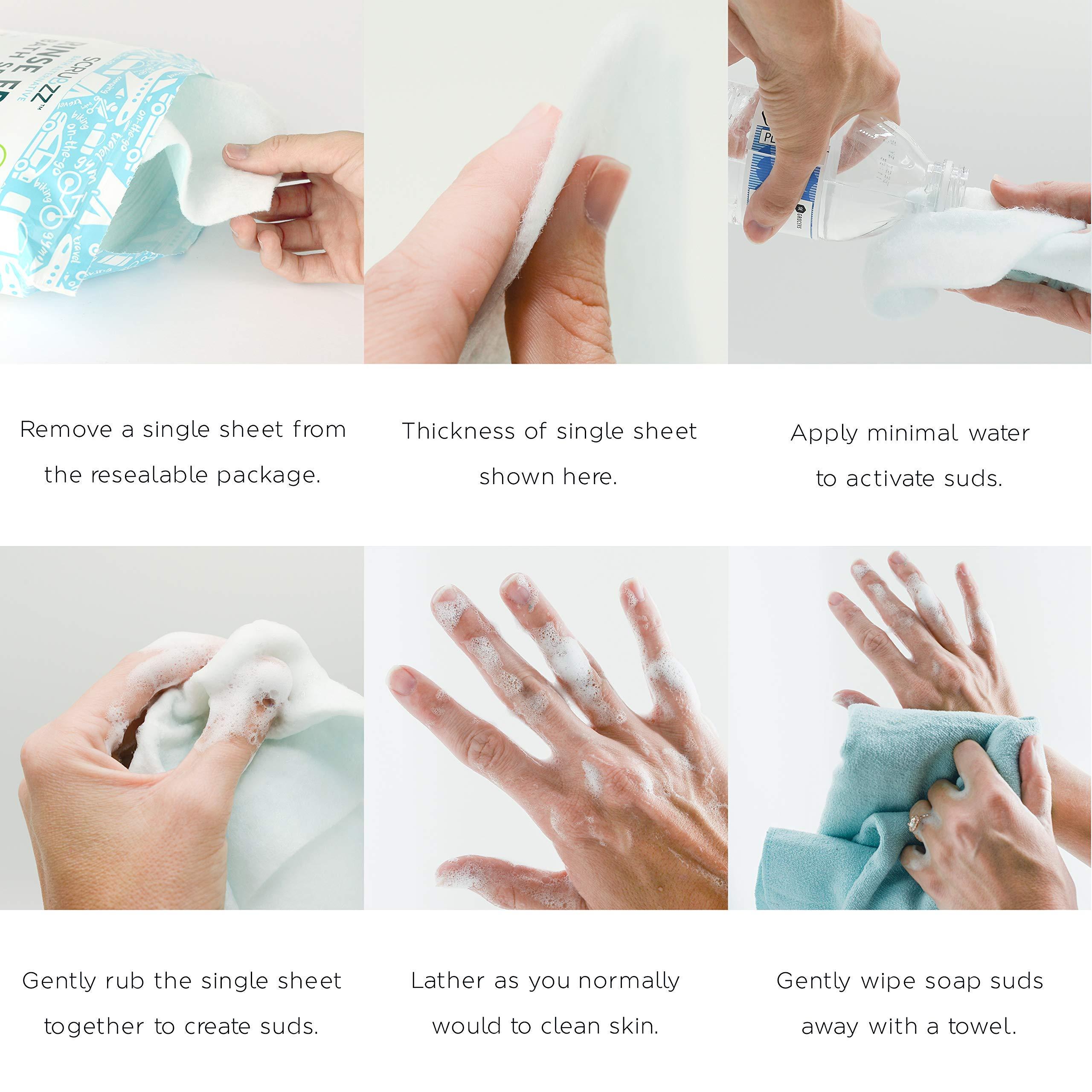 Scrubzz Scrubzz Rinse Free Bathing Sponges and Coconut Vanilla Shampoo Cap Bundle for Eldery Bedridden and Post Surgery Patients