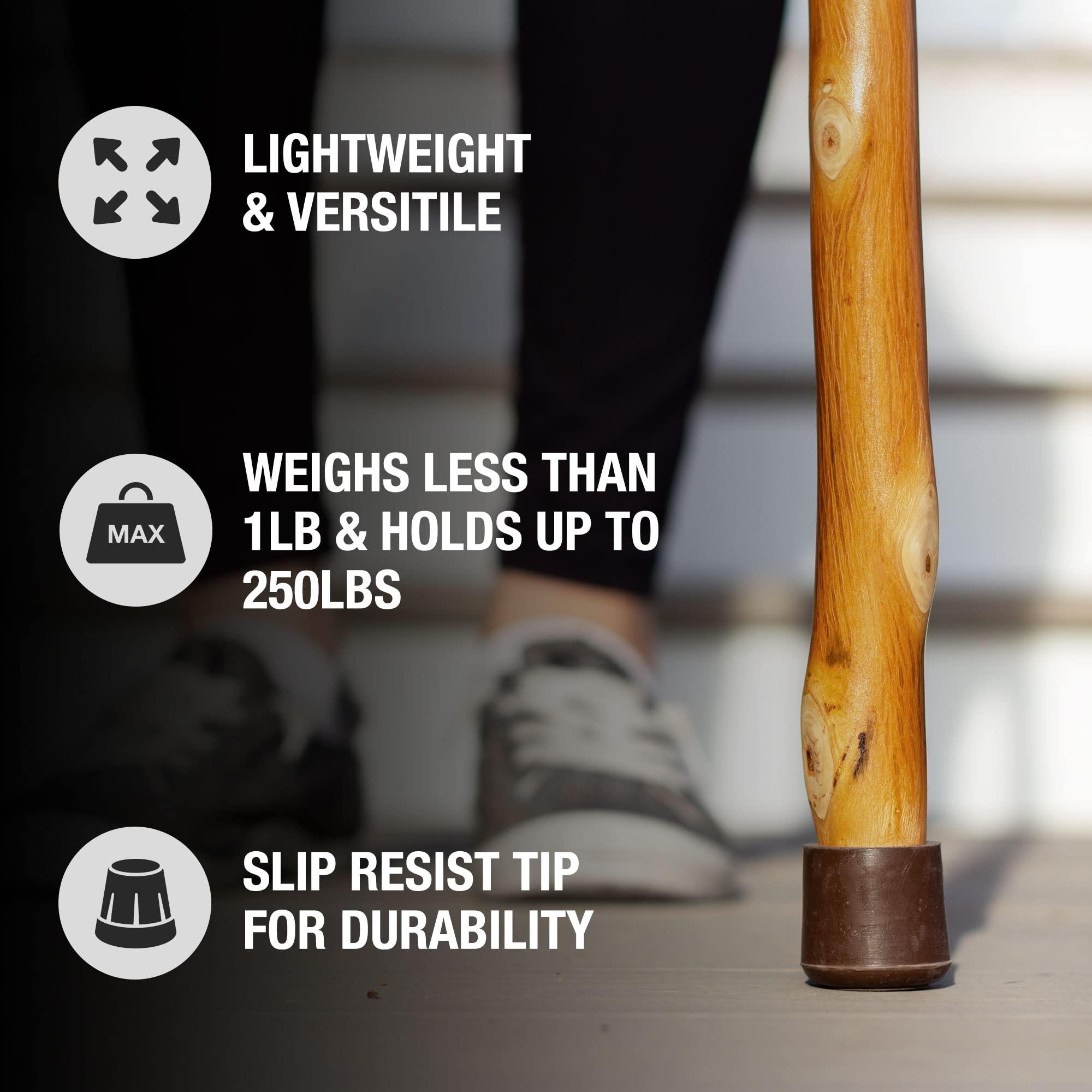 Brazos Brazos Rustic Wood Walking Cane, Twisted Hickory, Traditional Style Handle, for Men & Women, Made in the USA, 37"