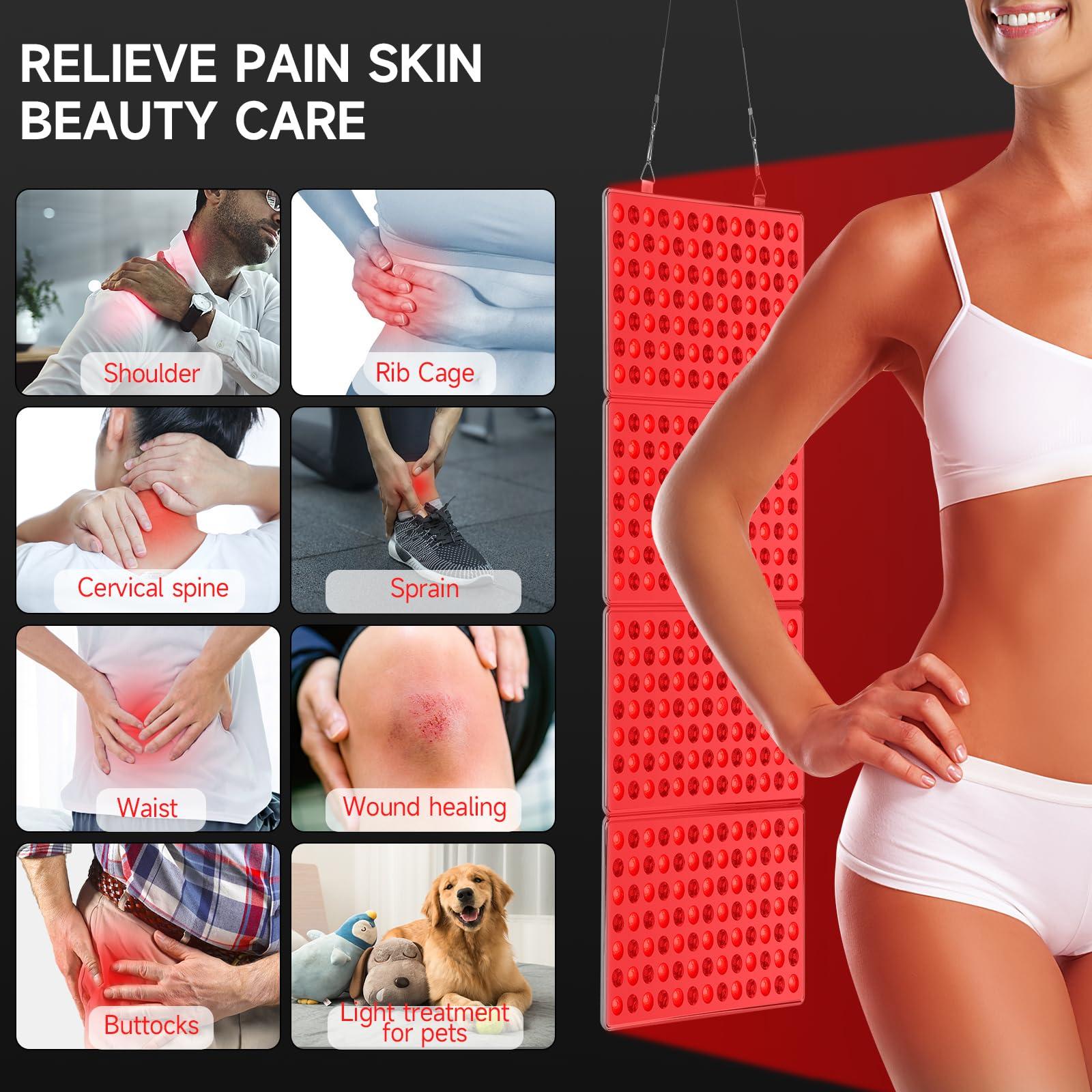 Profey LED-Red-Light-Therapy-Device - 48W LED Panel Deep 660nm and Near-Infrared 850nm LED Light Combo for Skin Beauty, Pain Relief of Muscles and Joints