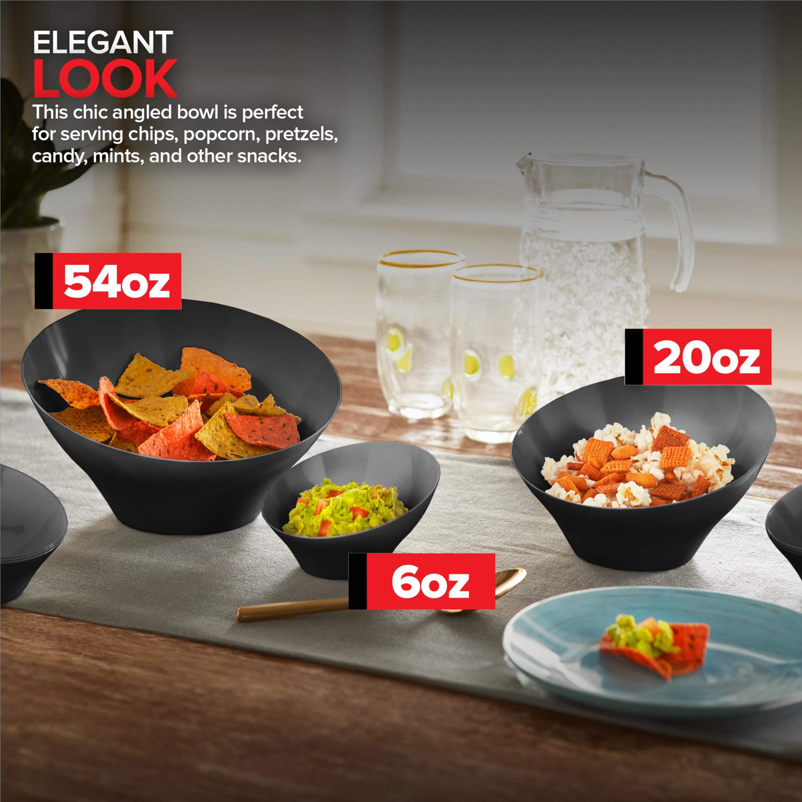 Stock Your Home 54oz Black Plastic Serving Bowls (4 Pack) Large Disposable Snack Bowl Candy Dishes, Buffet Containers, Chips, Popcorn, Snacks, Punch, Salad Bar, Parties, Office Desk, Bridal Shower, Party Supplies