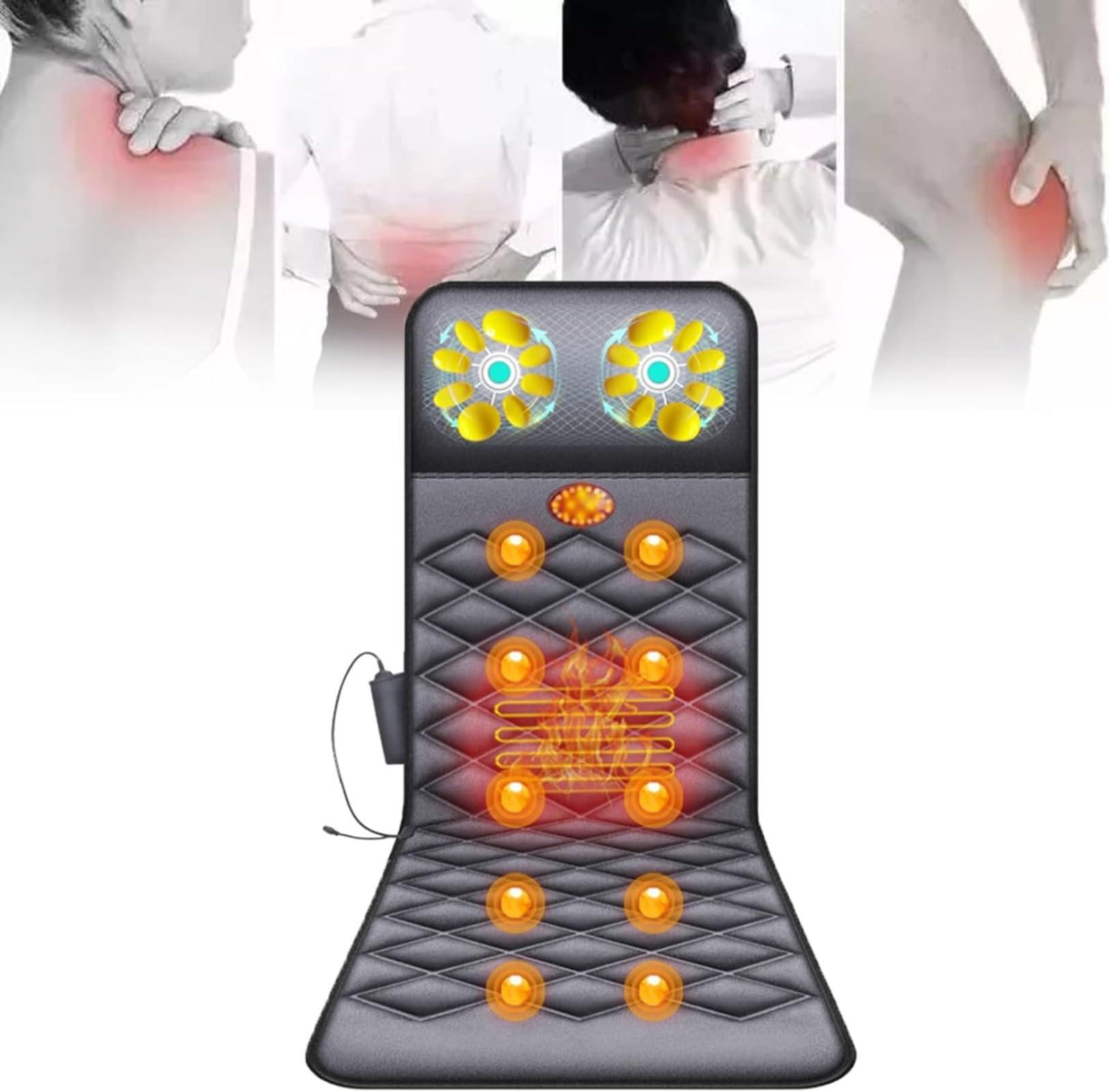 ctamm Electric Massage Mattress MatFull Body Electric Massage Mat with Shiatsu Kneading Massage Heads, Foldable Full Body Massager Cushion with 9 Modes 10 Vibration Motors for Pain Relief