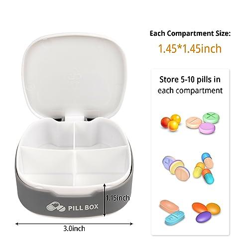 JHFGJGH Pill Box Small Pill Organiser, Travel Pill Box, Mini Pillbox, Portable Daily Pill Box, Travel One Day Pill Case for Vitamins & Multiple Medicines for Kids Men Women Elderly (4 grids, White)