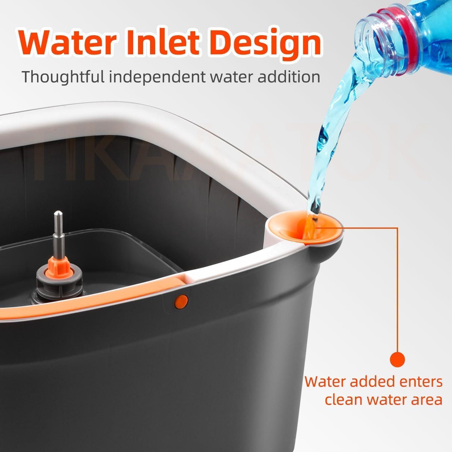 KZKR KZKR Spin Mop and Bucket Set with 2 Replaceable Microfiber Mop Pads with Self Separation Dirty and Clean Water System, Self Wringing 360 Rotating Square Mop Head for Hardwood Tile Marble Floors