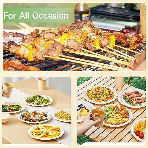 FRUTLE FRUTLE Paper Plates 10 Inch Heavy Duty - Disposable Paper Plates -Composable Large Paper Plates Bulk Eco-Friendly Unbleached-Everyday Use Parties Commercial Settings 100 Count