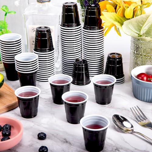 JEFHOMKIT JEFHOMKIT 200 Pcs Disposable Shot Cups,2 oz Plastic Shot Glasses,Mini Disposable Shot Glasses,Mini Party Cups for Tasting Serving Snacks Samples Birthday Halloween Christmas