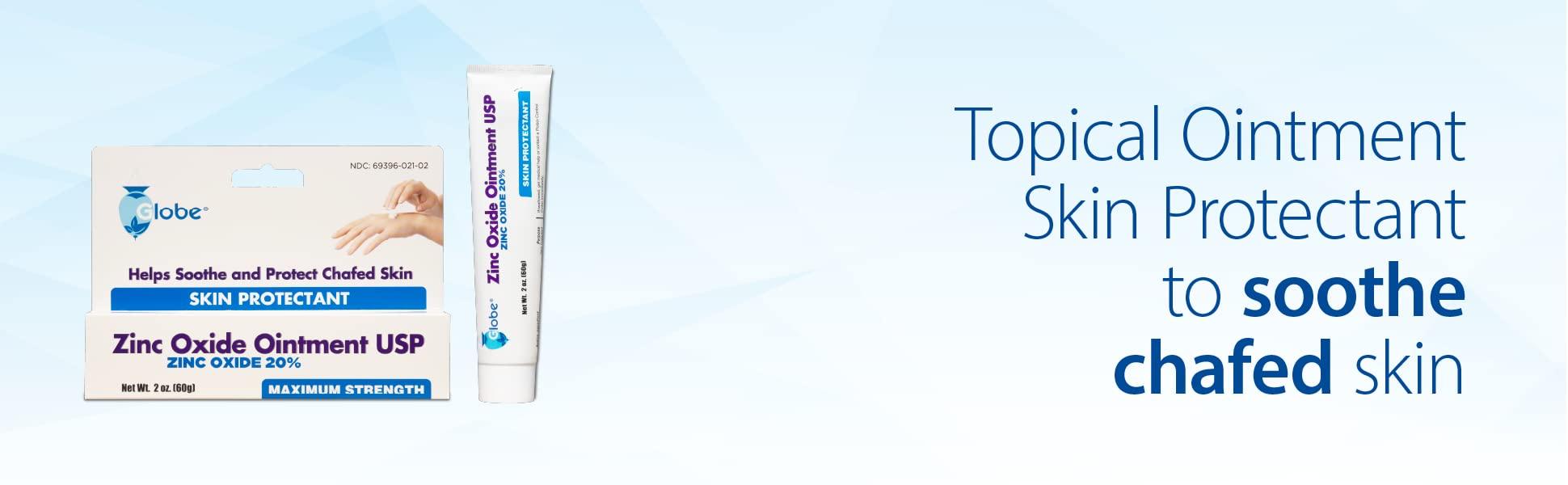 Globe Pharmacy GLOBE Zinc Oxide Ointment 20%, 2 Ounce Tube, Advanced Skin Protection, for Diaper Rash, Relief from Poison Ivy, Sumac & Oak, Protects from Wetness, Protects Chafed Skin