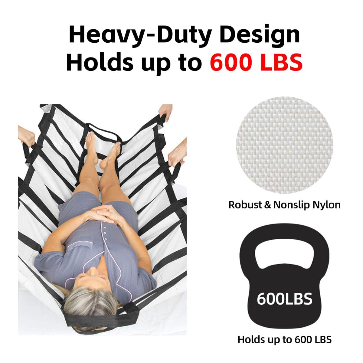 CRAZY ROSA CRAZY ROSA Positioning Bed Pad with 14 Handles, 77x 39\" 600lbs Load-Bearing Patient Transfer Sheet for Lifting & Turning, Elderly Bedridden Patients Transfer Blanket