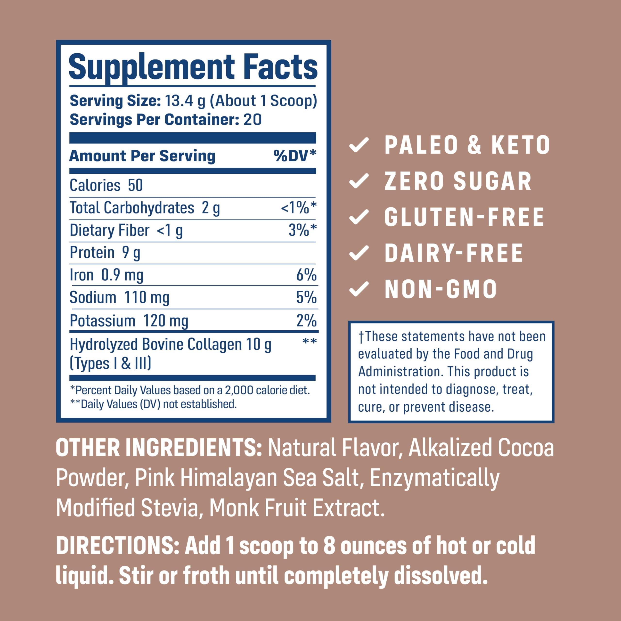 NativePath NativePath Collagen Peptides - Hydrolyzed Type 1 & 3 Collagen. Keto & Paleo Grass-Fed Protein Powder for Hair, Skin, Nails, Bones, Joints, Digestion and More - No Gluten or Dairy (Chocolate, 268g)