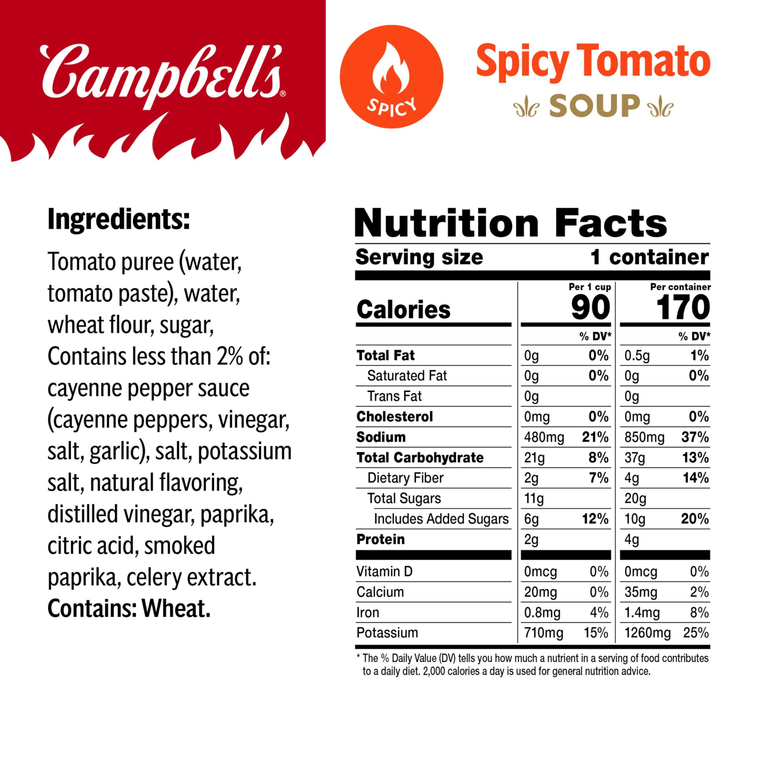 Campbell\'s Campbells Spicy Tomato Soup, 15.4 oz Microwavable Bowl (Pack of 8)