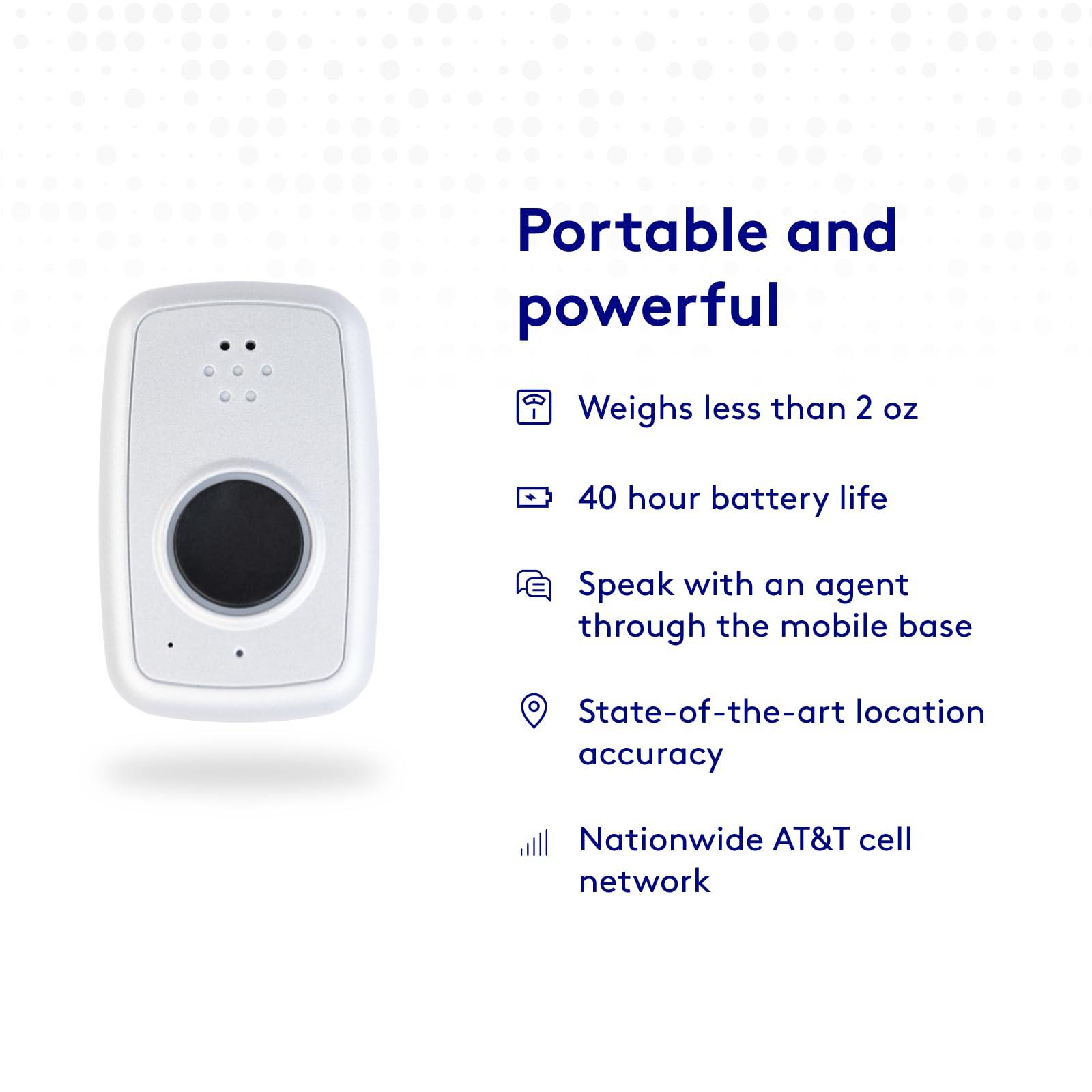 ADT ADT - On-The-Go Mobile Medical Alert System for Seniors - GPS Capabilities, Included Waterproof Wearable Panic Button, 24/7 U.S. Based Monitoring (White Wristband)