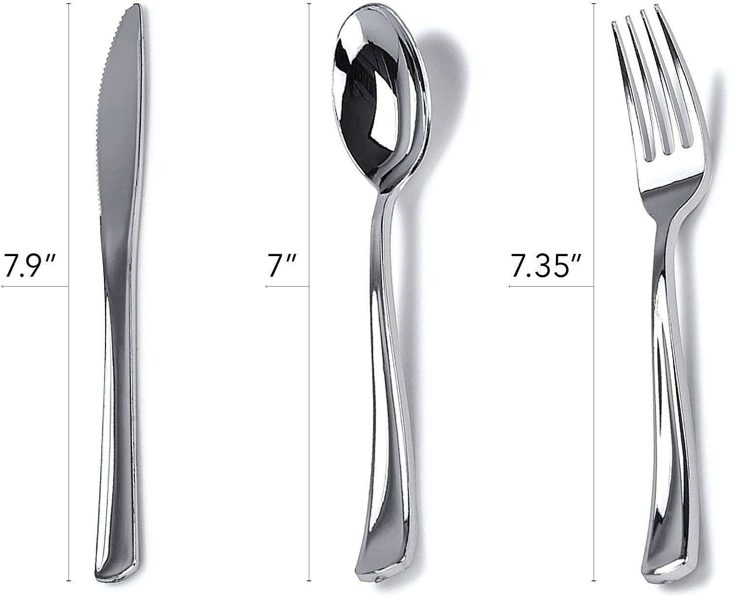 DHG PROFESSIONAL Pre-Rolled Dinner Napkin and Cutlery, Silver/Metallic Plastic (200 Sets)