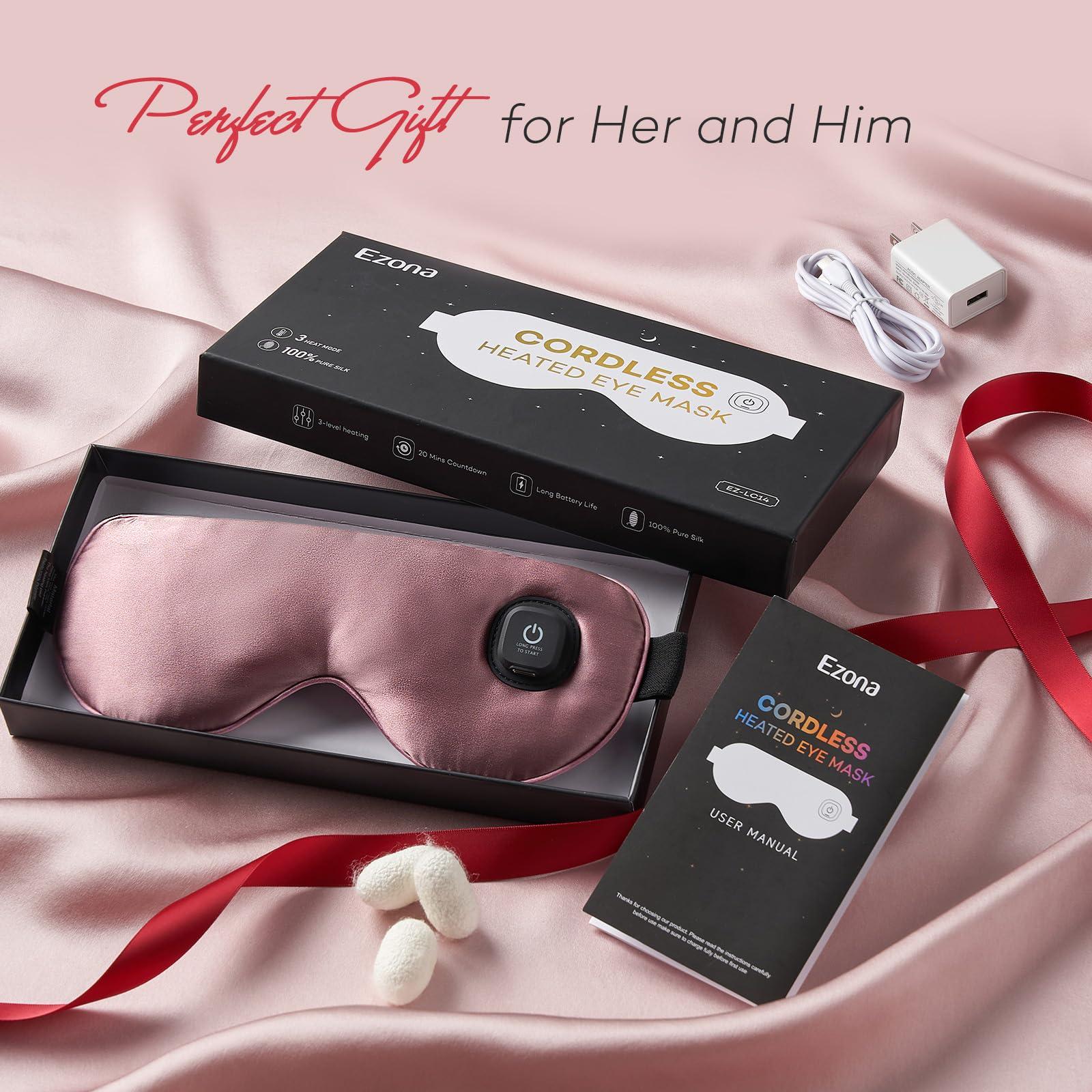 Ezona Ezona Silk Cordless Heated Eye Mask, Warm Eye Compress Mask for Dry Eyes, Washable Eye Heating Pad for Travel, Dry Eye Mask for Dry Eyes, Blepharitis, Sinus Migraine (Purple)