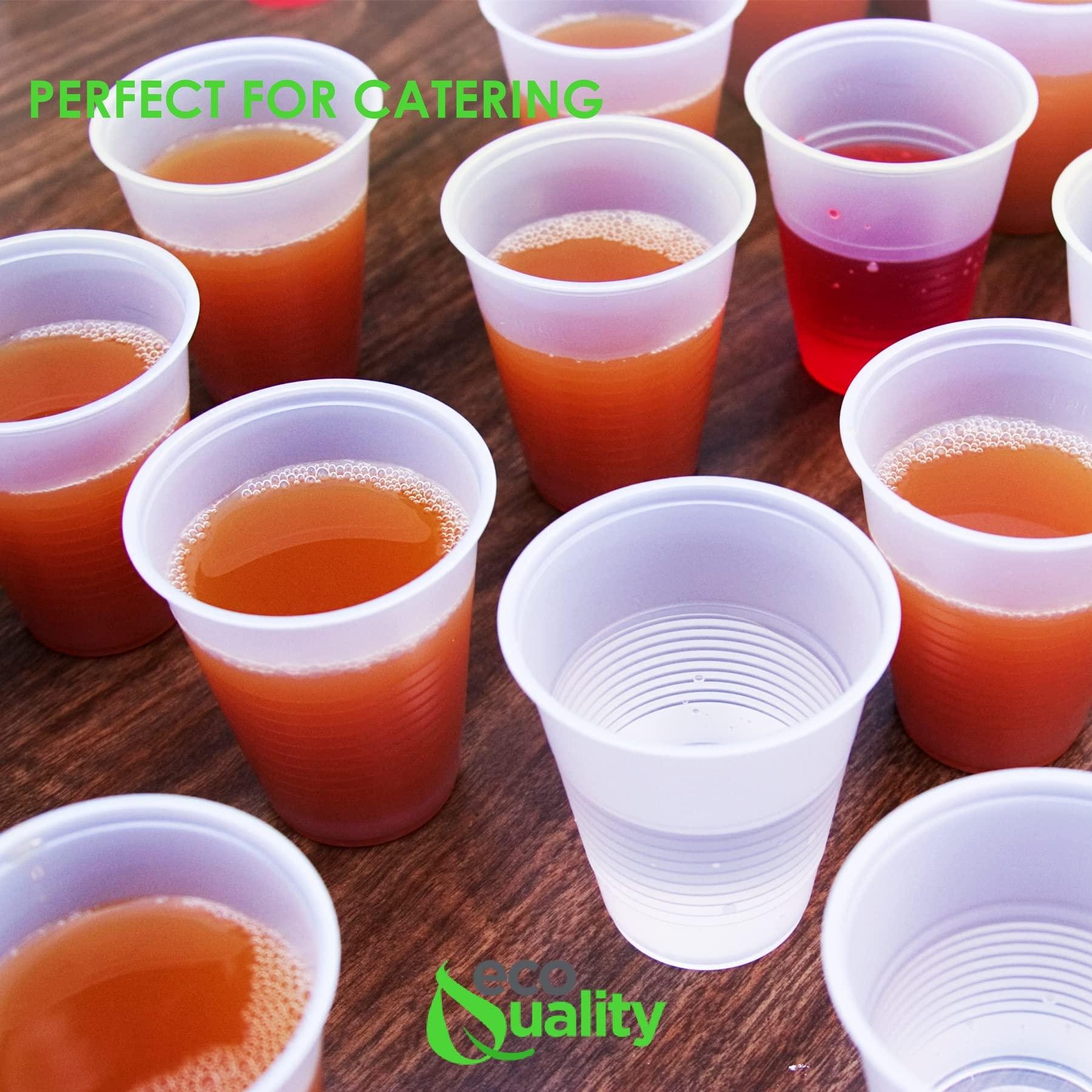 EcoQuality 7oz Translucent Plastic Cups - Disposable 7 ounce Cold Drink Party Cups - Cold Drink, Soda Cups, Party Cups, Water Cups, Drinking Cups for Home, Office, Events, Wedding, Parties and Takeout (2400)