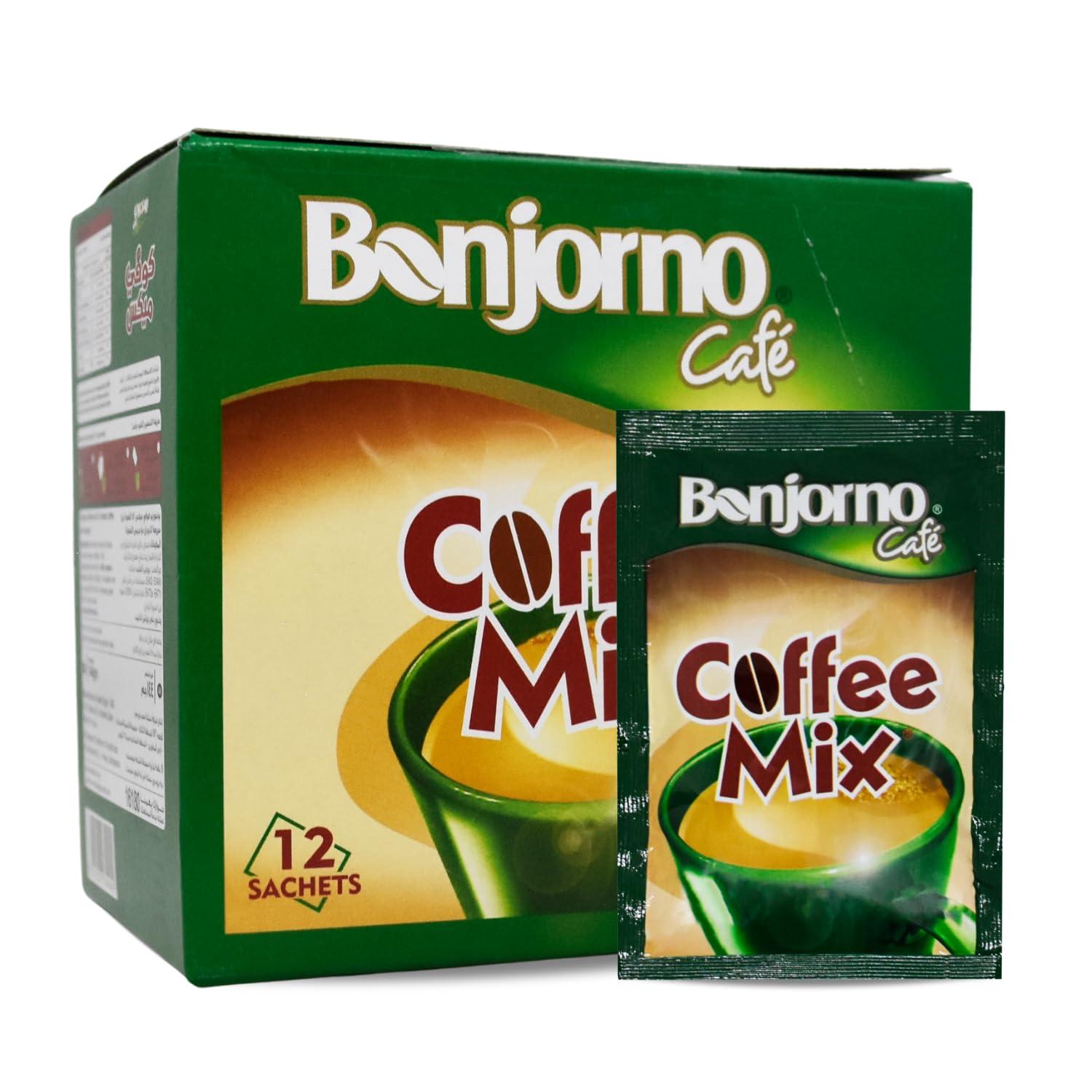 bonballoon Coffee Mix Bonjorno Cafe 2x1 With Instant Coffee & Creamer (1 Pack = 12 Sachets x 0.42 oz / 12 gm) Egyptian Egypt Kosher Halal